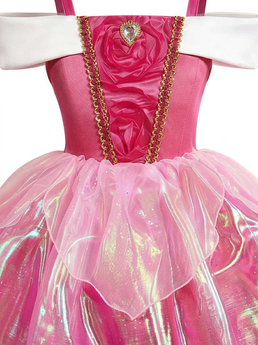 Pink Princess Costume for Girls Aged 4-6: Magical LED Glow in the Dark Princess Sleeping Dress Up Gown with Wand & Tiara - Perfect for Birthday Party, Cosplay, Holiday Gift