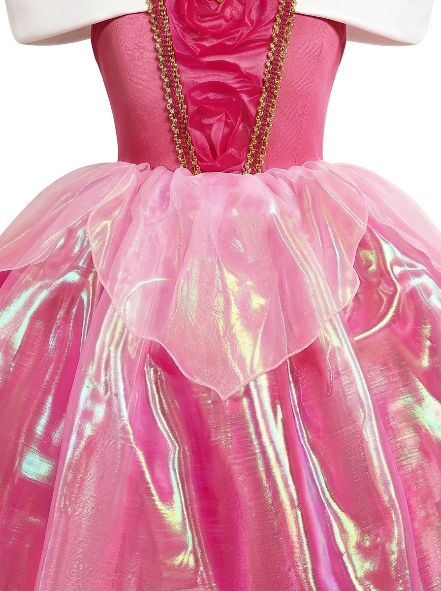Pink Princess Costume for Girls Aged 4-6: Magical LED Glow in the Dark Princess Sleeping Dress Up Gown with Wand & Tiara - Perfect for Birthday Party, Cosplay, Holiday Gift