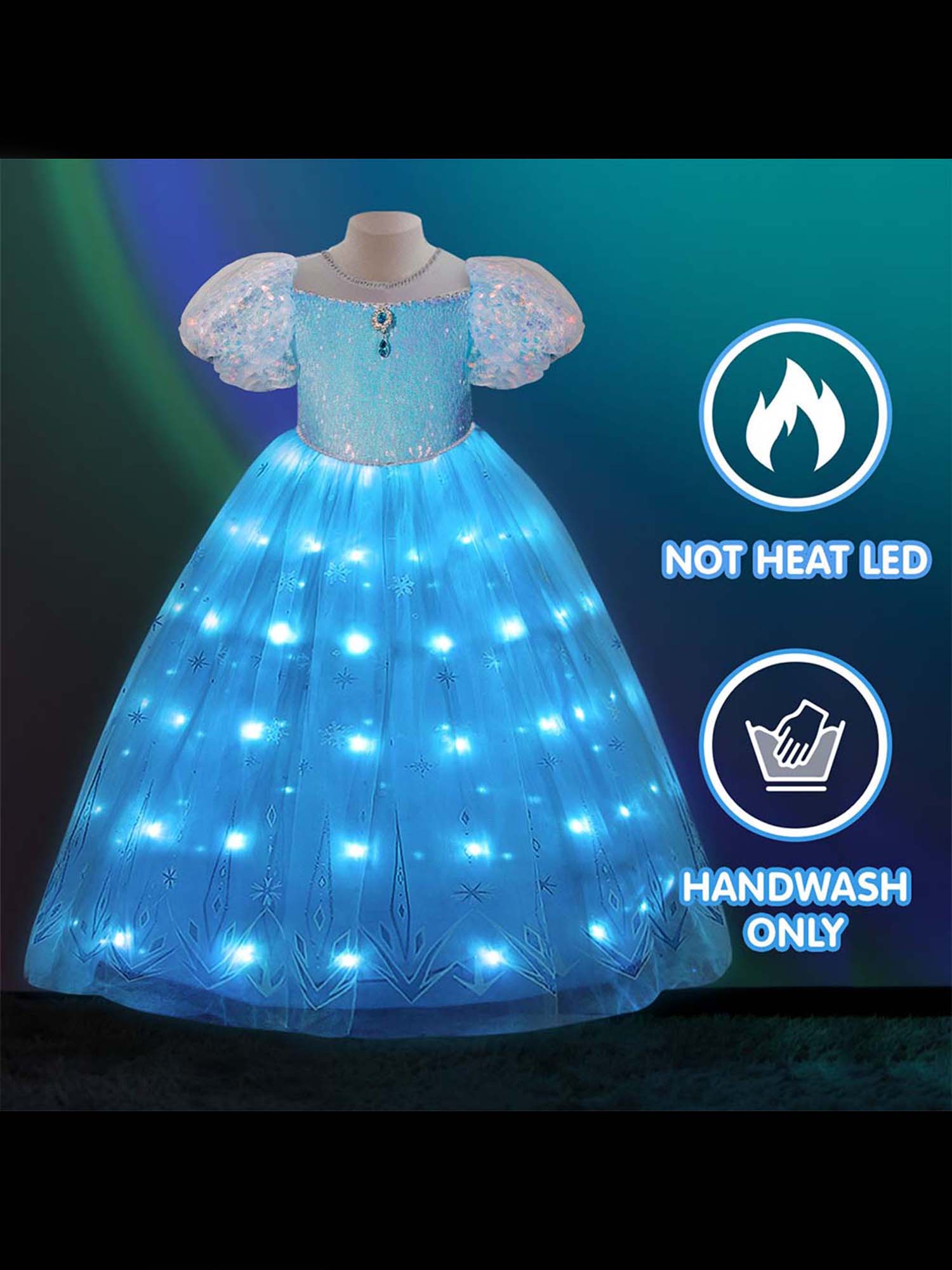 Glowing Pink Royal Princess Costume for Girls – Light-Up Fantasy Ball Gown