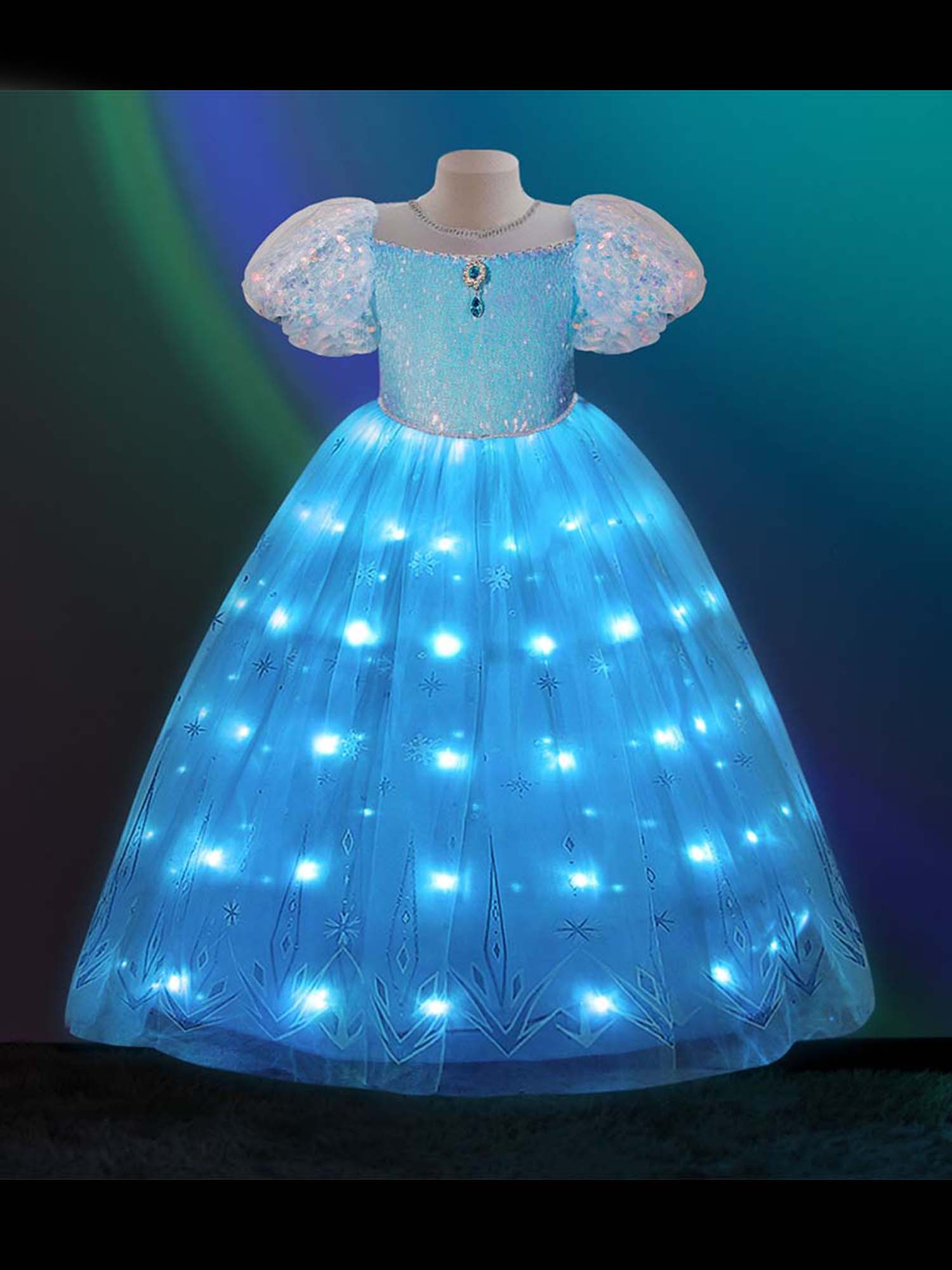 Glowing Pink Royal Princess Costume for Girls – Light-Up Fantasy Ball Gown