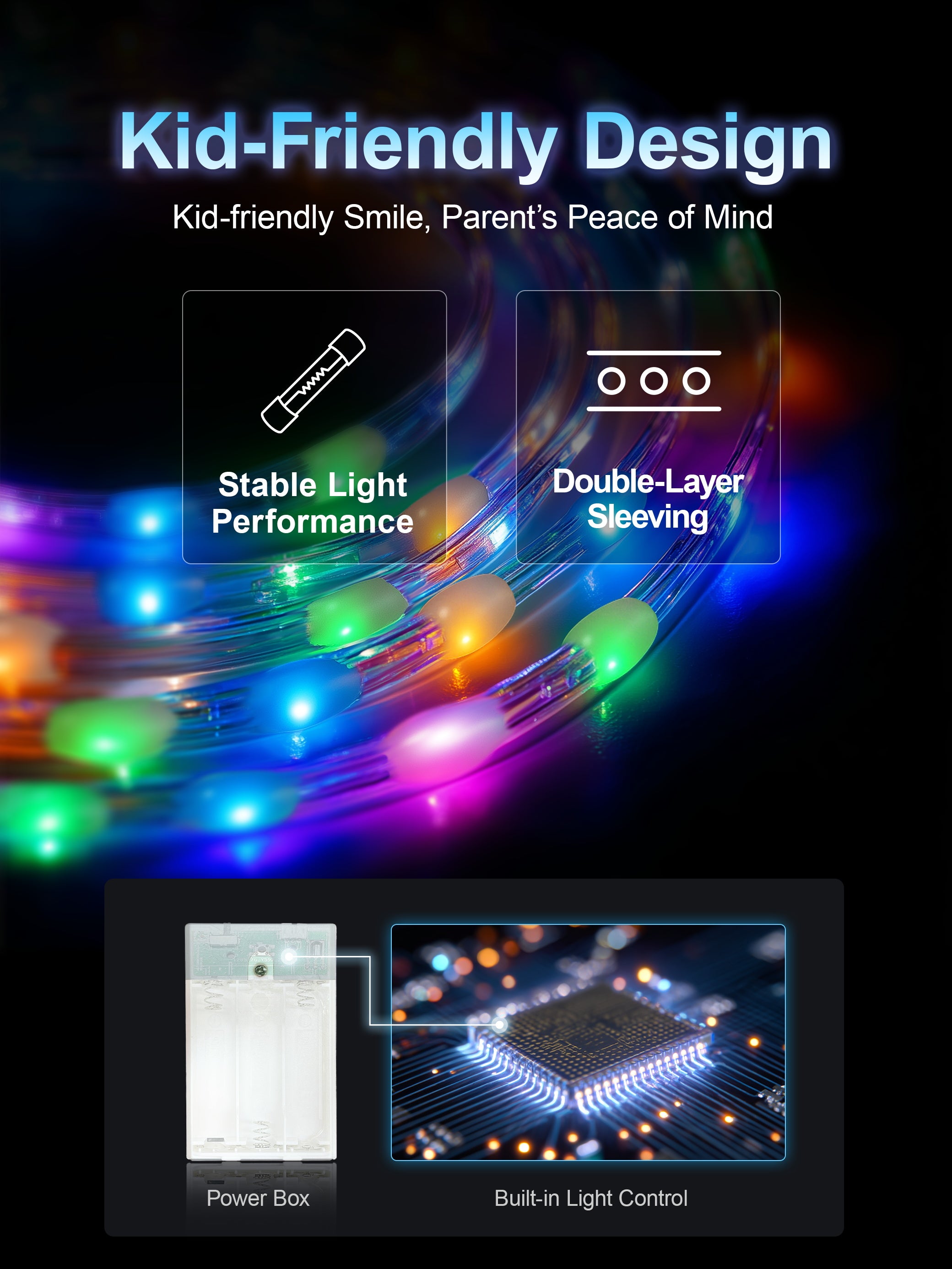 Colorful Light Up Costume Set Blue Princess Dress For Little Girls Halloween Costumes & Gift