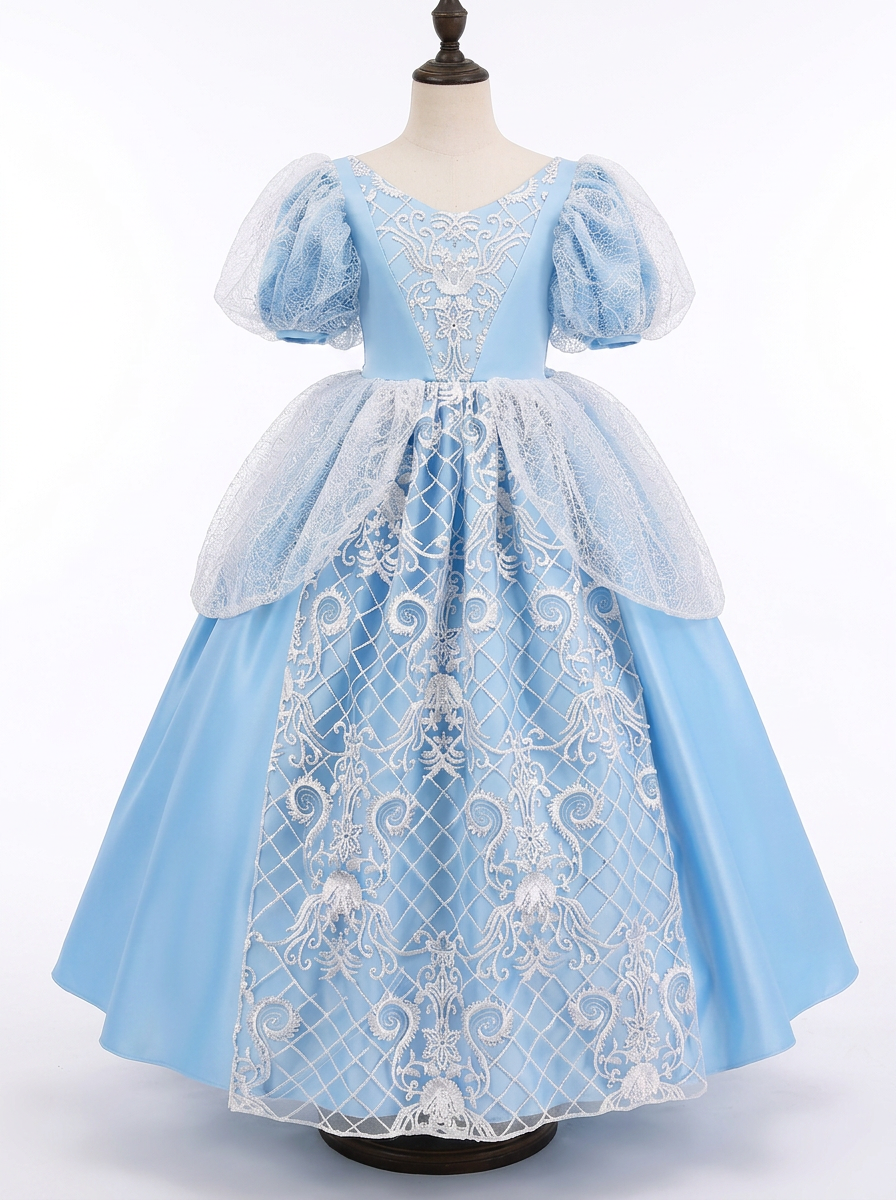 Magical LED Blue Sparkle Princess Dress – Toddler Girl’s Glowing Halloween Costume & Birthday Gown