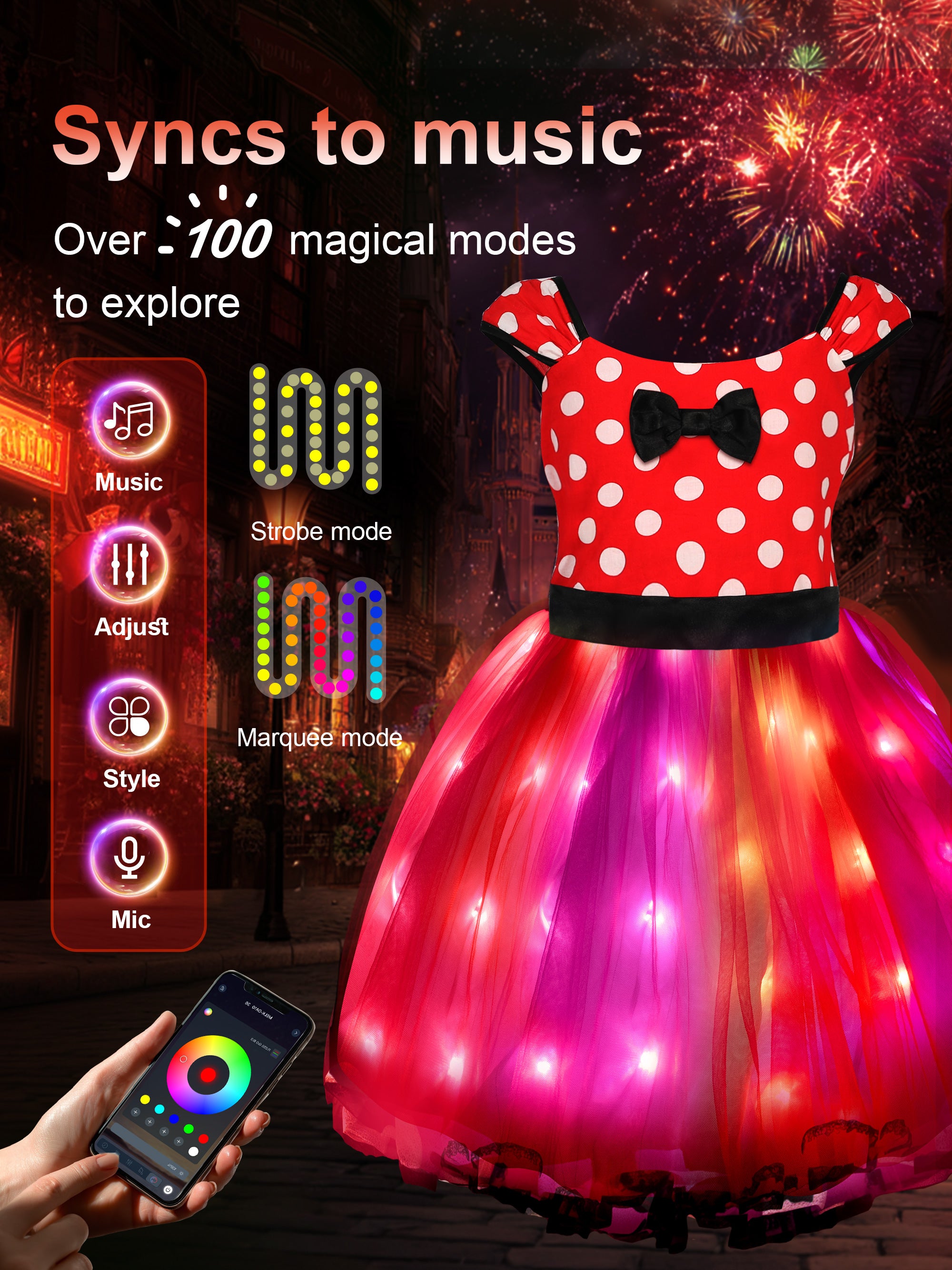 Light Up Princess Dress Set for Girls – Colorful LED Dress Up Outfit for Birthday & Party