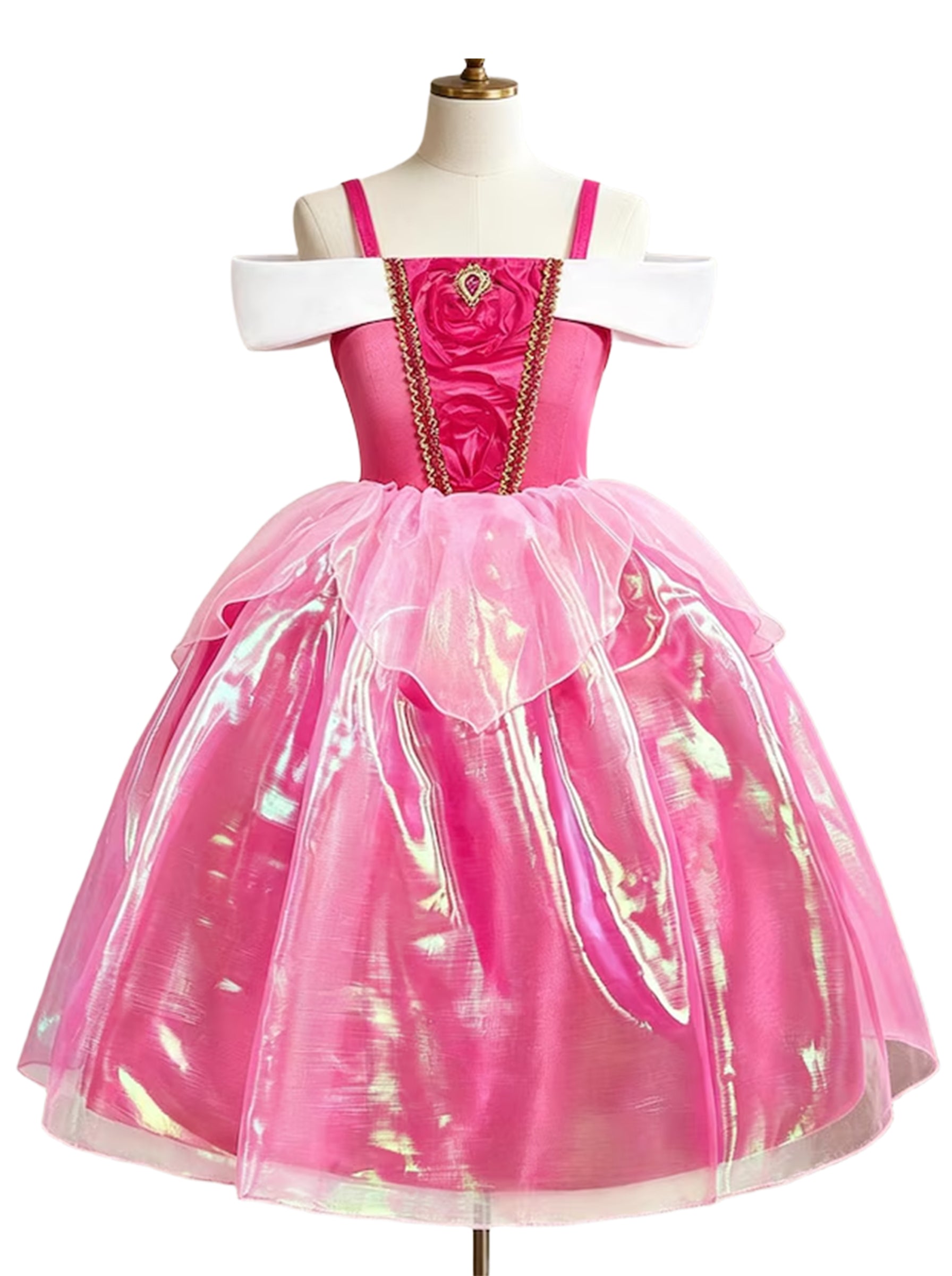 Pink Princess Costume for Girls Aged 4-6: Magical LED Glow in the Dark Princess Sleeping Dress Up Gown with Wand & Tiara - Perfect for Birthday Party, Cosplay, Holiday Gift
