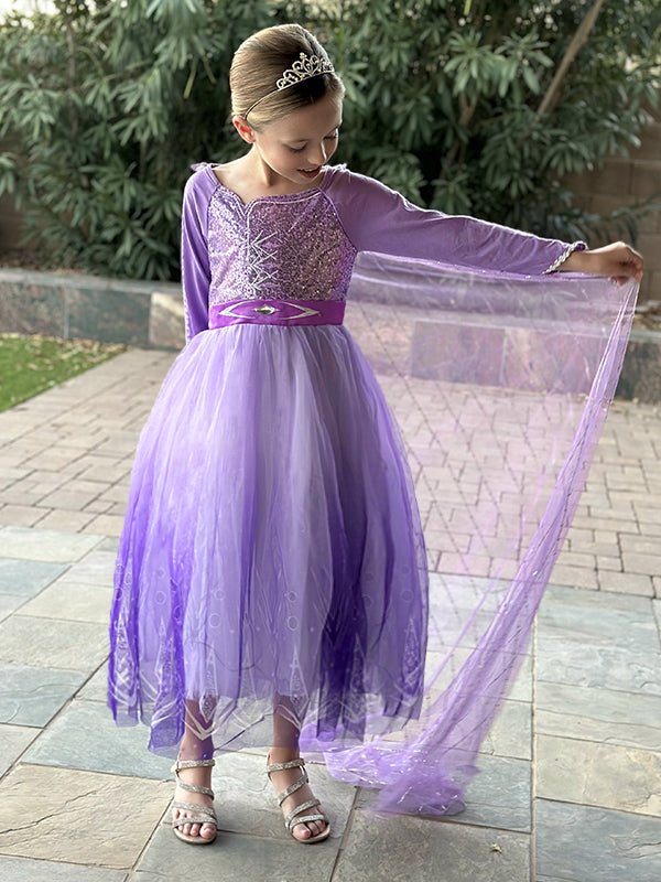 Colorful LED Elsa Purple Princess Dress With Sparkle & Fun - Uporpor