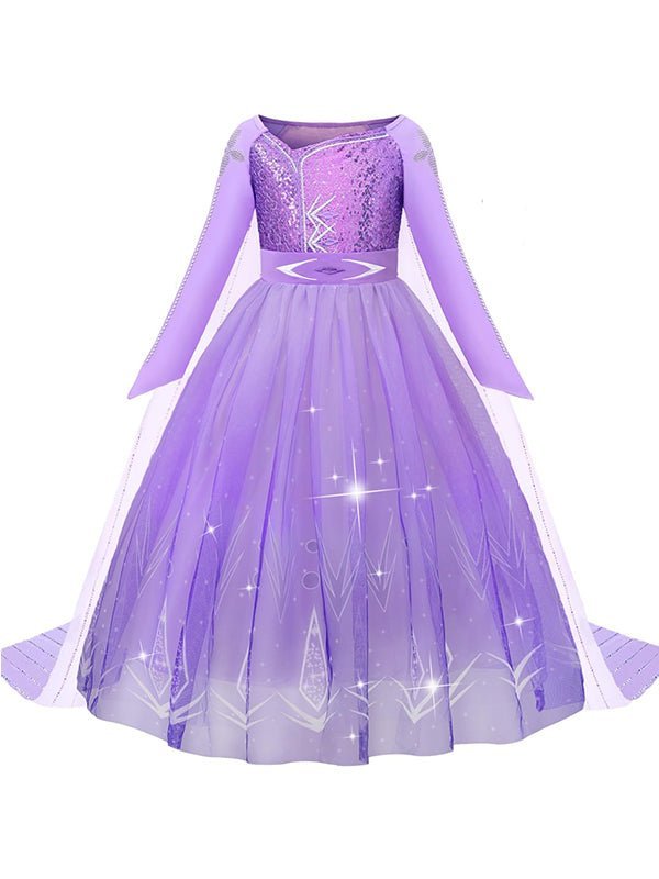 Colorful LED Elsa Purple Princess Dress With Sparkle & Fun - Uporpor