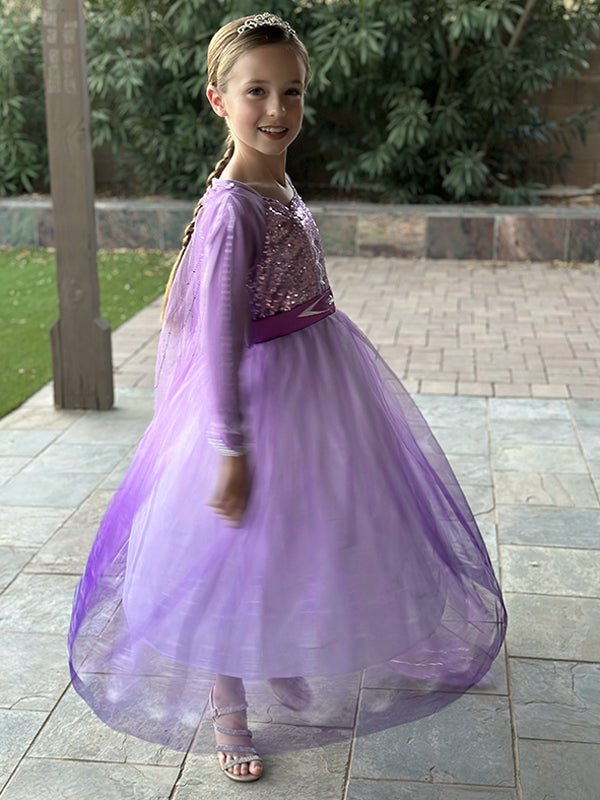 Colorful LED Elsa Purple Princess Dress With Sparkle & Fun - Uporpor