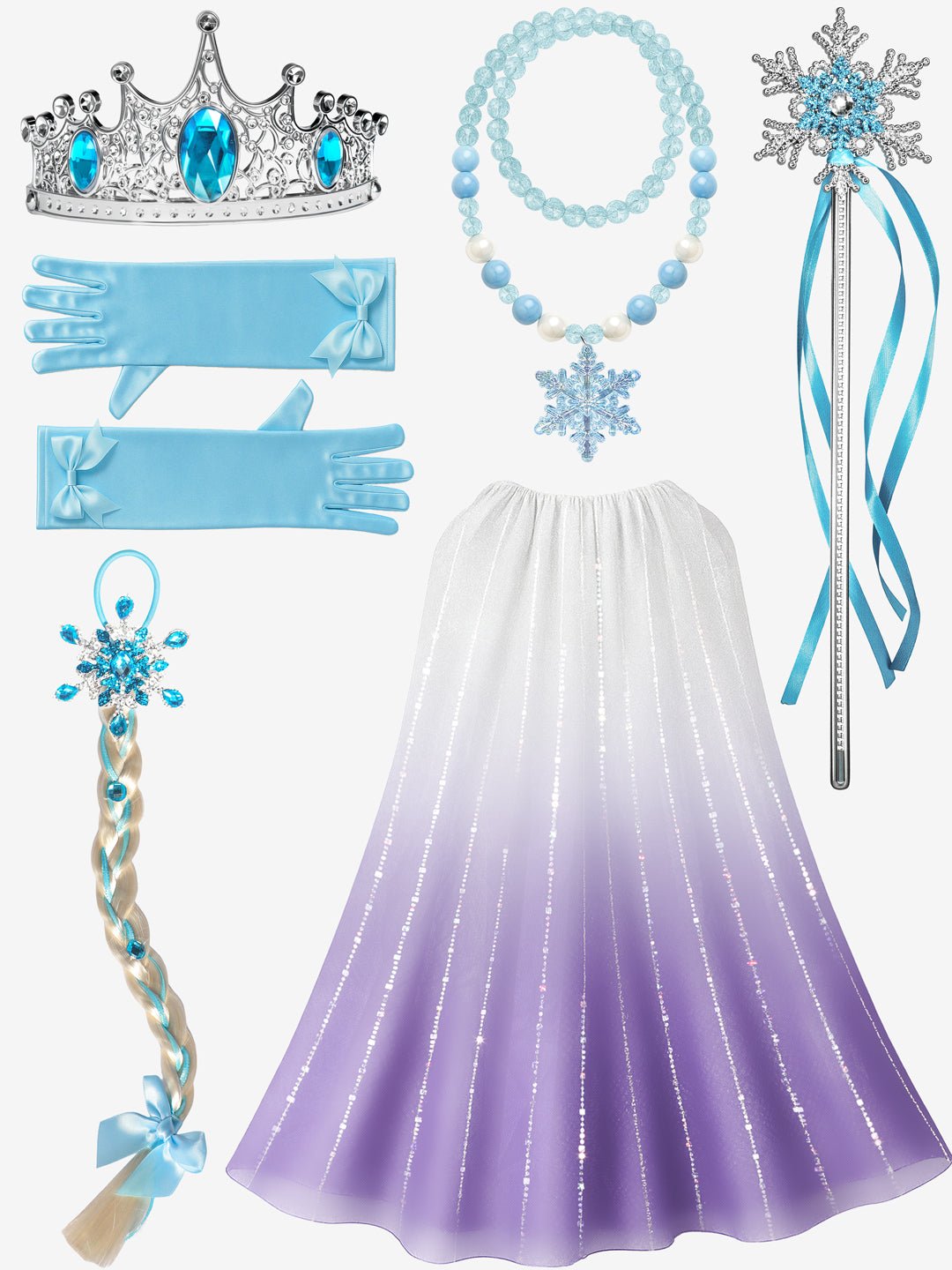 Colorful Light Up Princess Dress Set for Girls Halloween Party Birthday & Dress Up - Uporpor