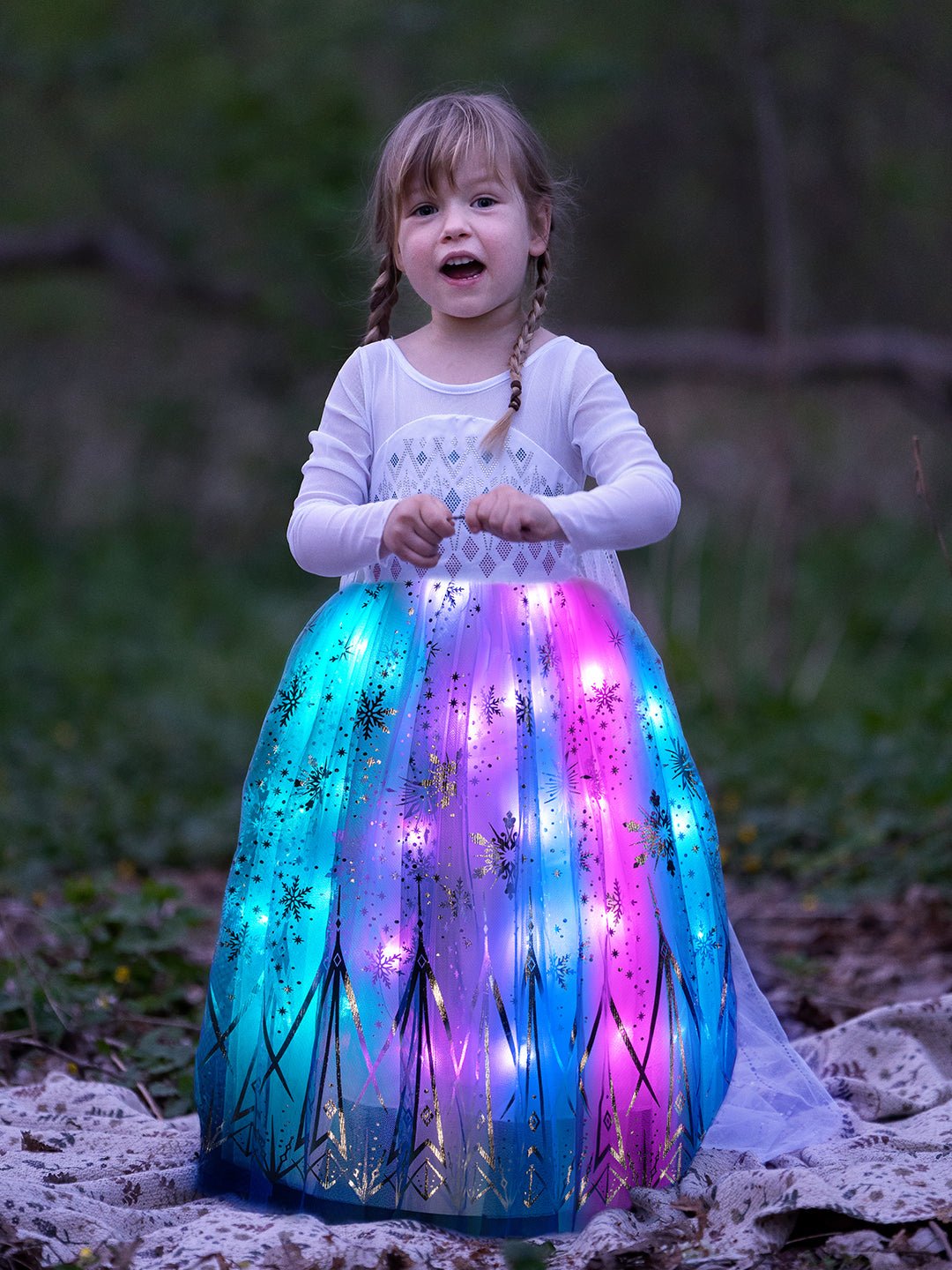 Colorful Light Up Princess Dress Set for Girls – LED Costume for Party and Dress Up - Uporpor