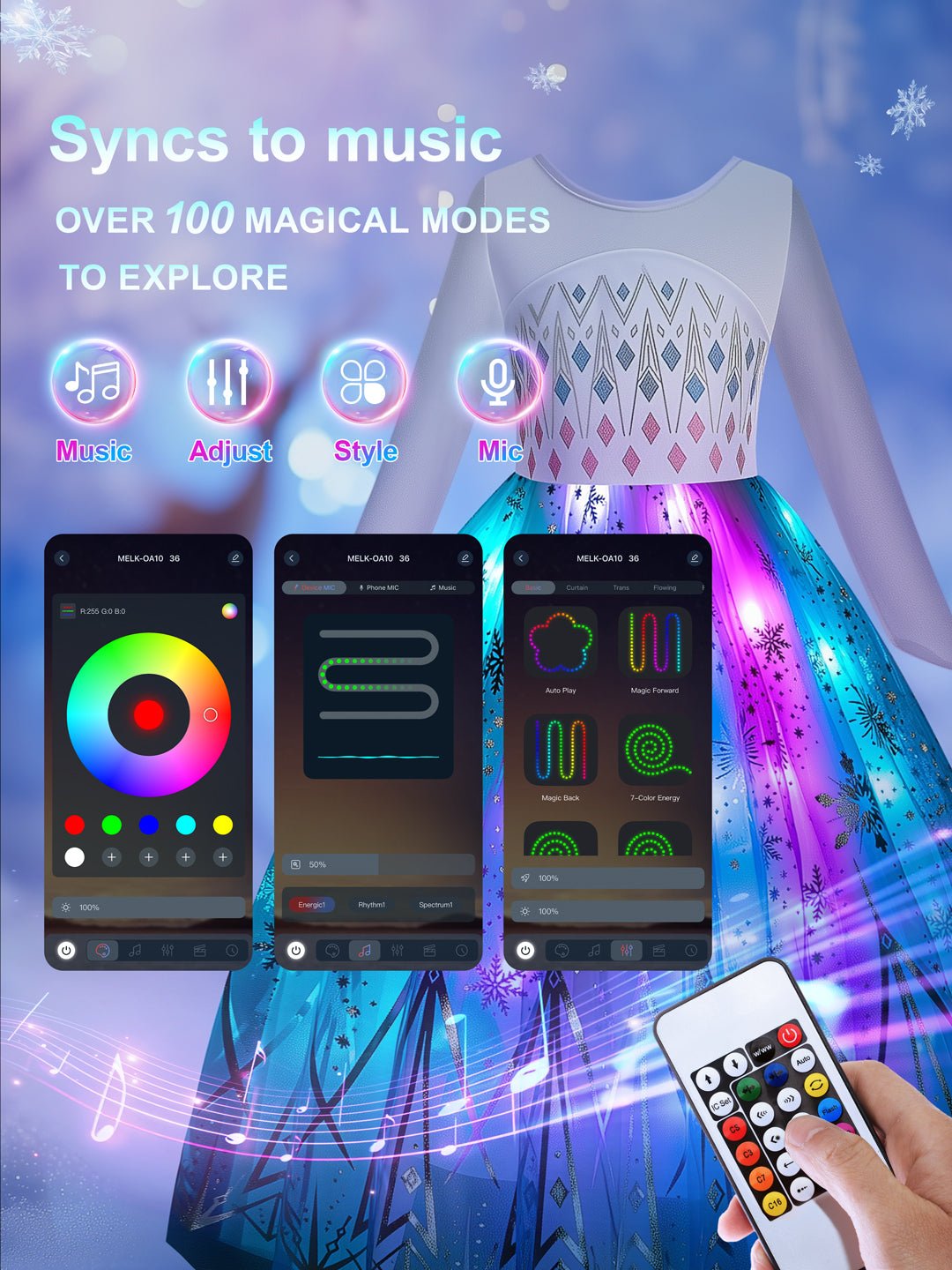 Colorful Light Up Princess Dress Set for Girls – LED Costume for Party and Dress Up - Uporpor