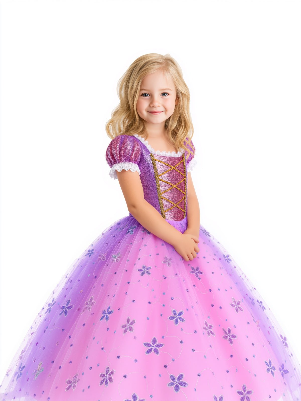 Colorful Light Up Princess Dress Set for Girls – Purple LED Costume for Party and Dress Up - Uporpor