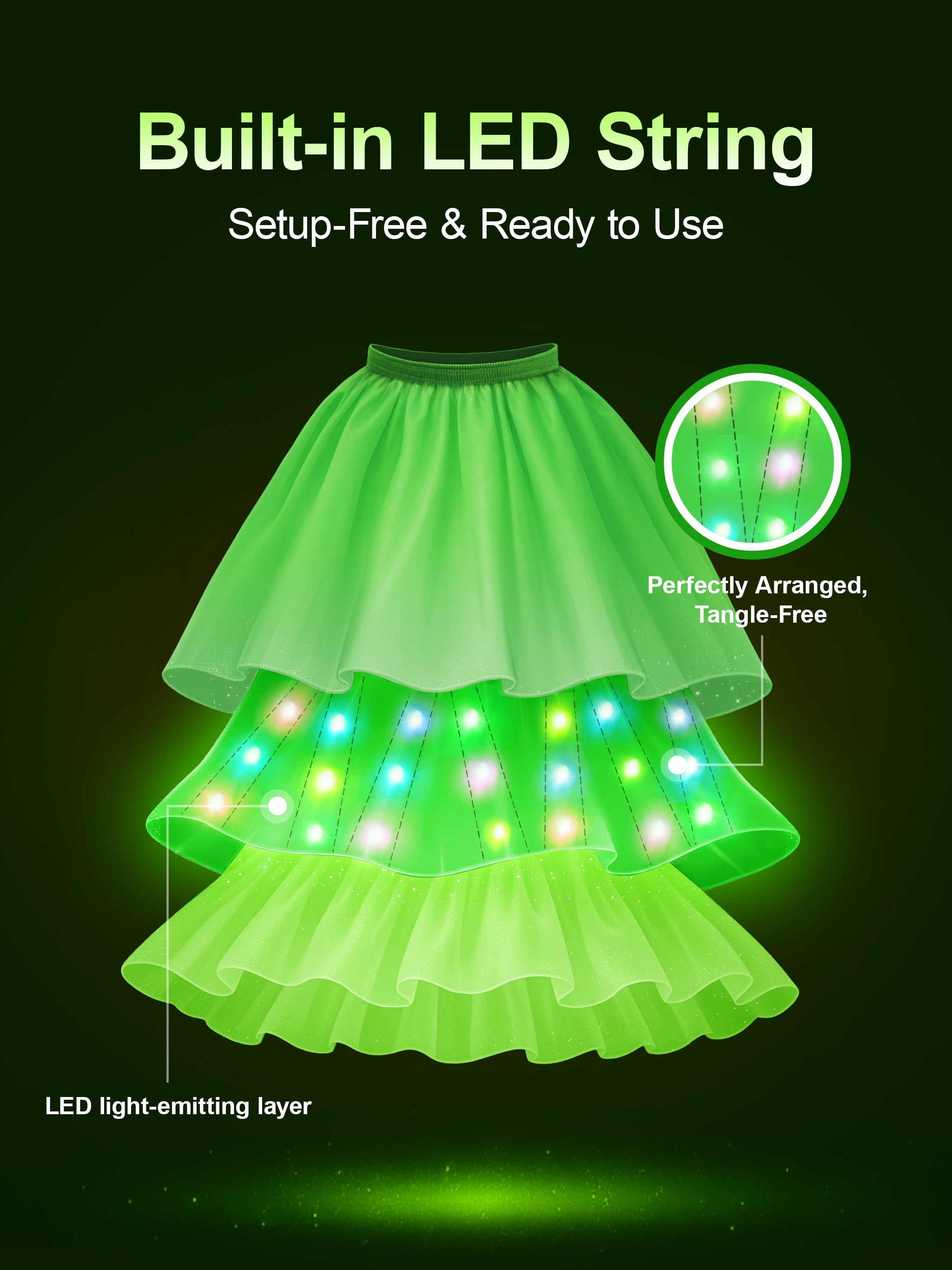 Light Up Dress for Girls with Wings – Color Changing LED Dress Up Set