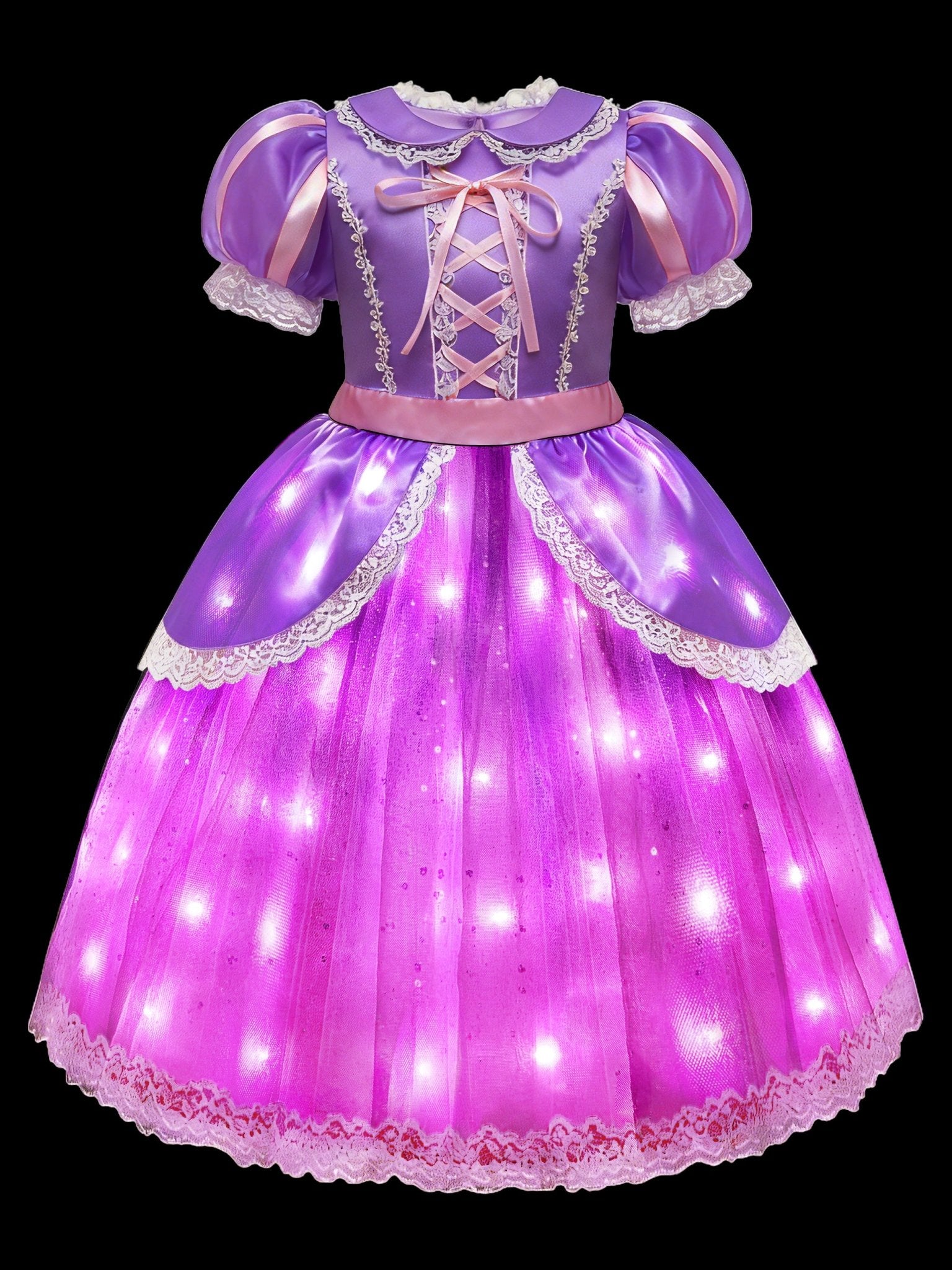 Enchanted Light Up Purple Princess Dress for Girls Birthday Party - Uporpor