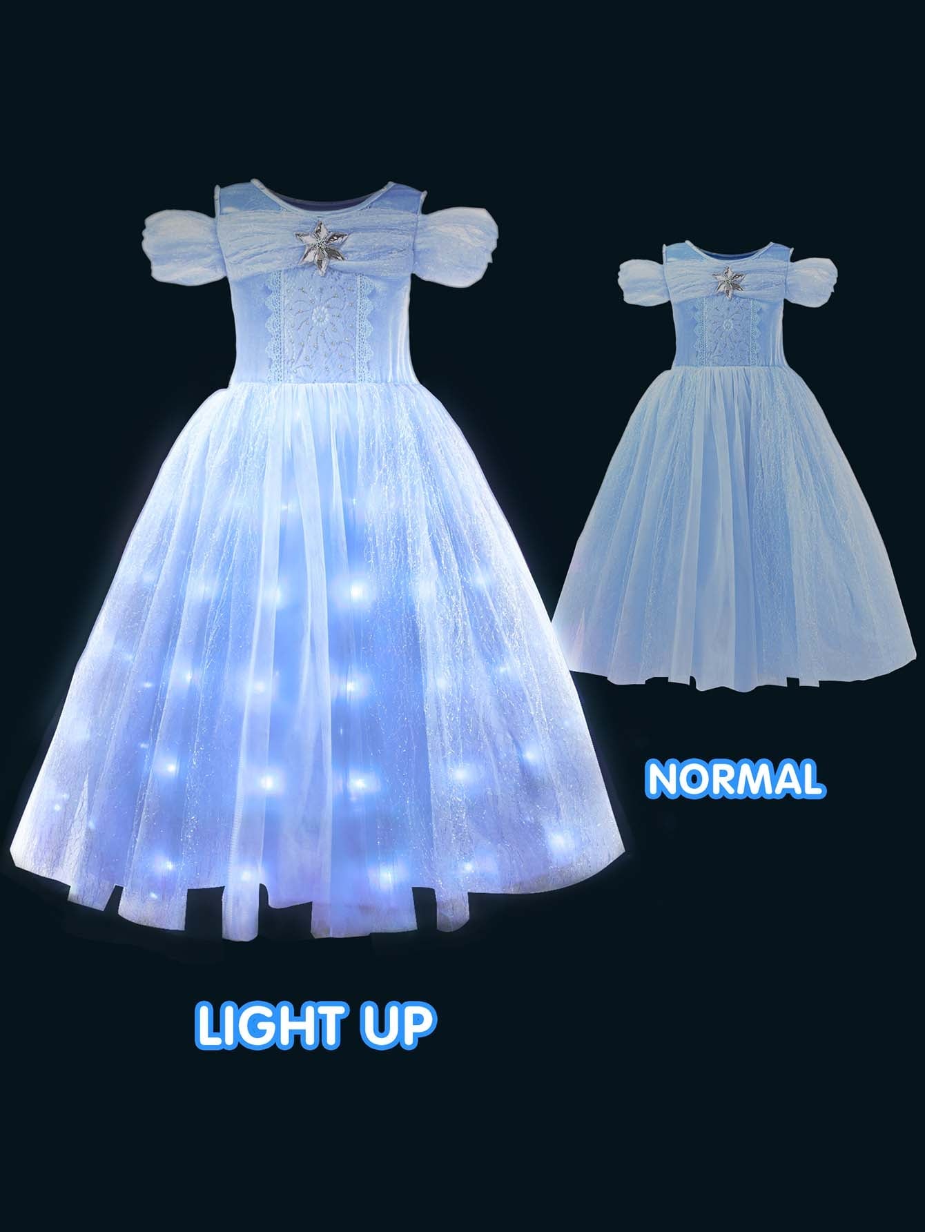 Enchanting Blue Ball Gown for Girls – Light - Up Fairy Tale Princess Dress - Uporpor
