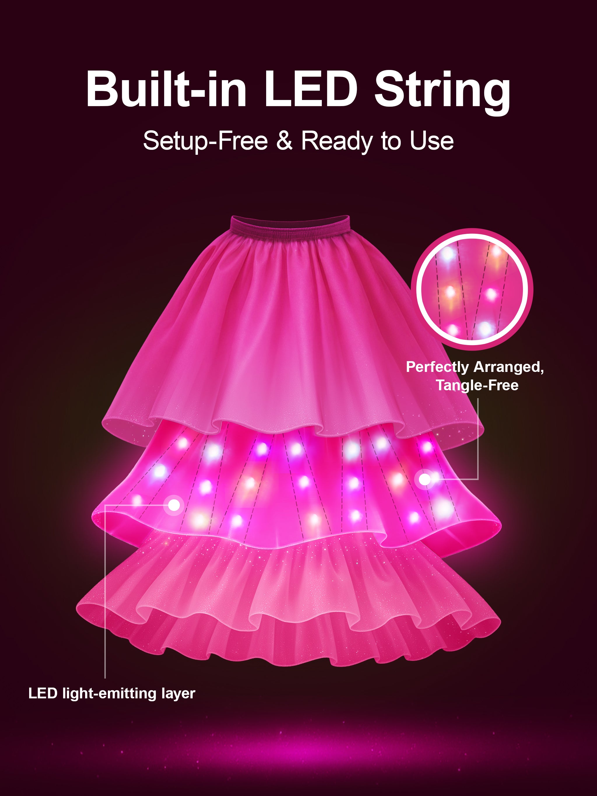 Colorful Light Up Princess Dress Set for Girls Party, Halloween & Dress Up Play