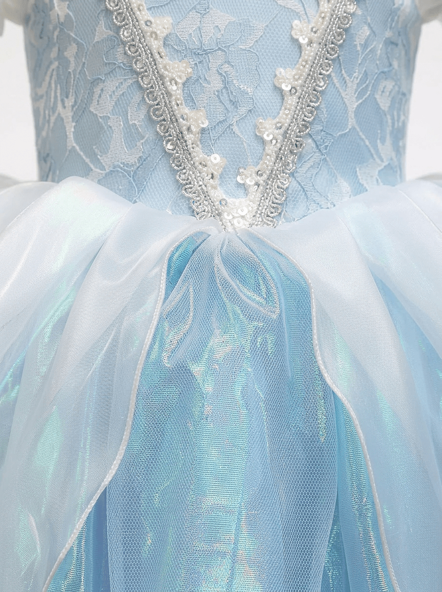 Frozen Glow: LED Light - Up Blue Sparkly Princess Gown for Toddler Girls – Magical Halloween & Party Dress - Uporpor