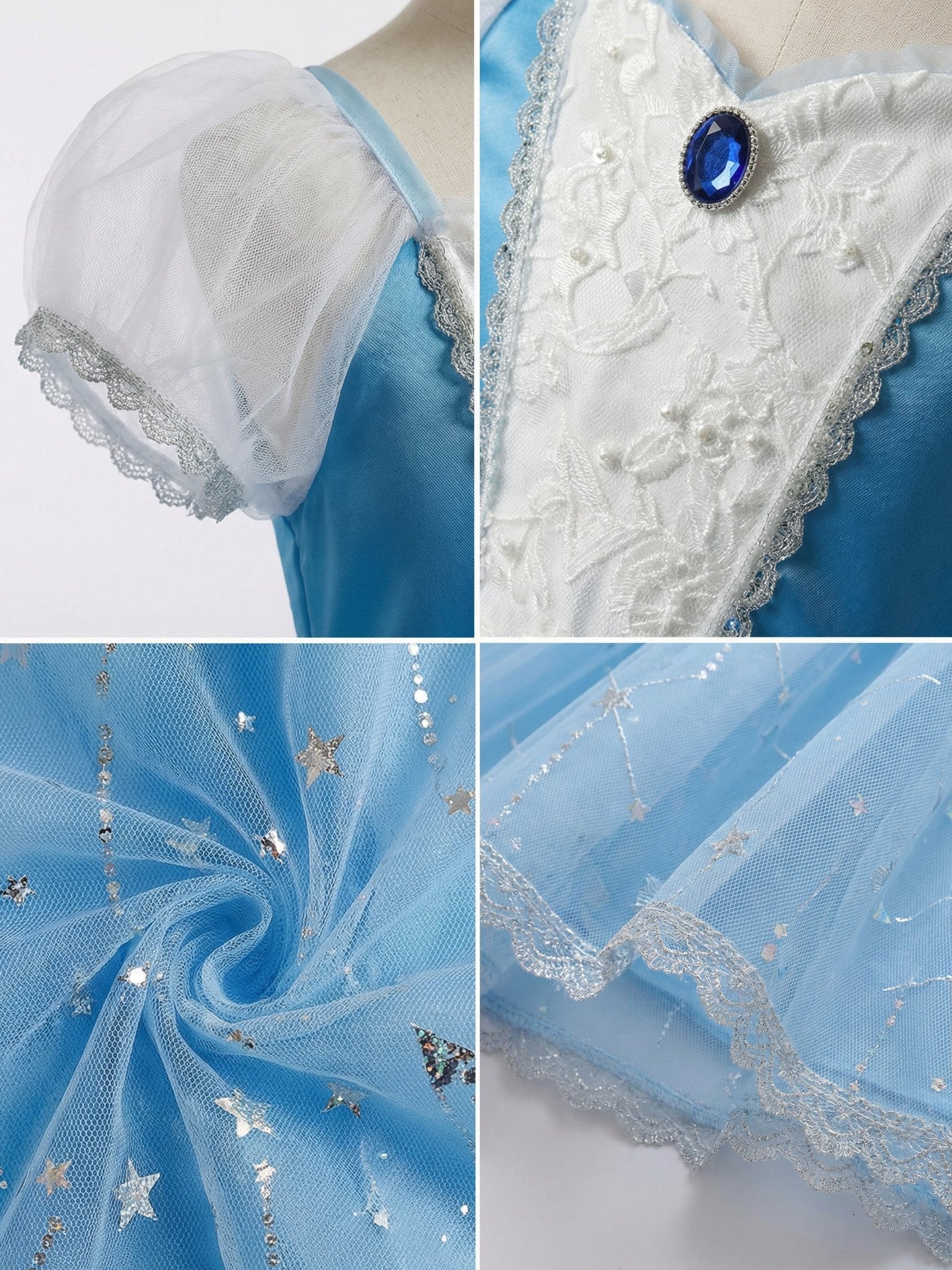 Glow - in - the - Dark Magical Blue Princess Gown – Sparkle Light - Up Party Dress for Toddlers & Little Girls - Uporpor