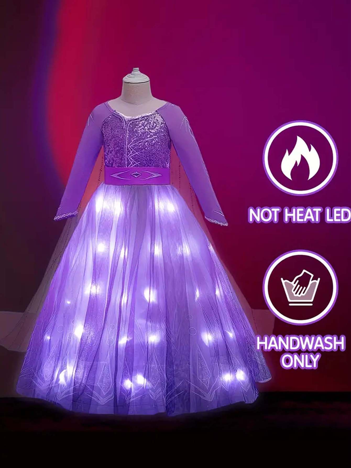 Glowing Purple Winter Princess Dress for Girls – Sparkling Fantasy Costume - Uporpor
