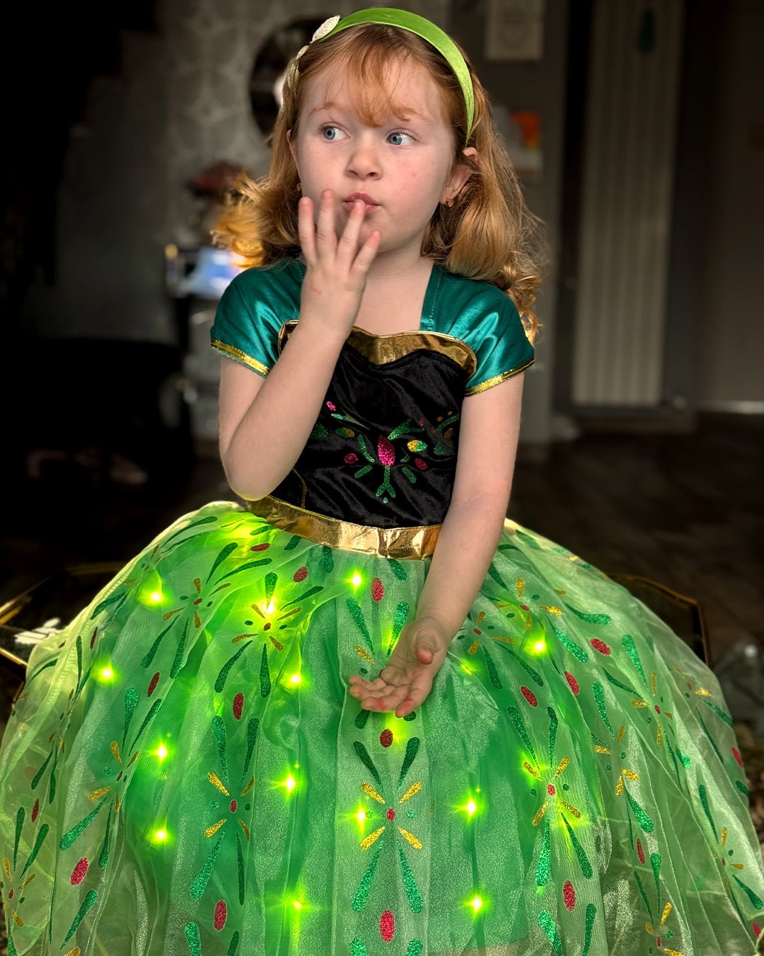 LED Green Princess Dress Costume for Girls - Uporpor