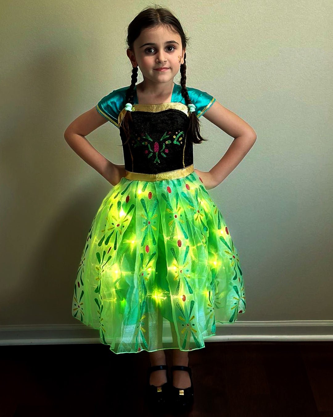 LED Green Princess Dress Costume for Girls - Uporpor