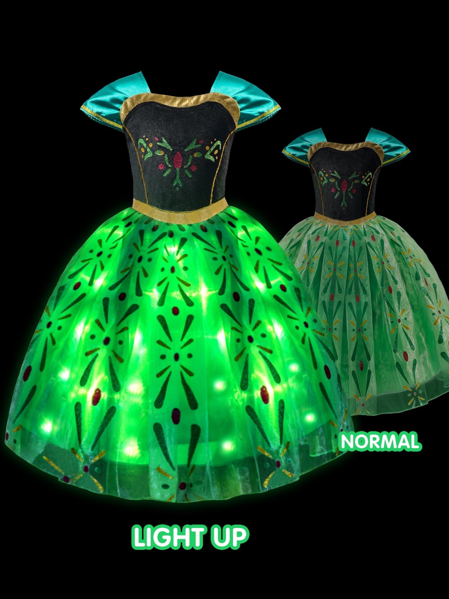 LED Green Princess Dress Costume for Girls - Uporpor
