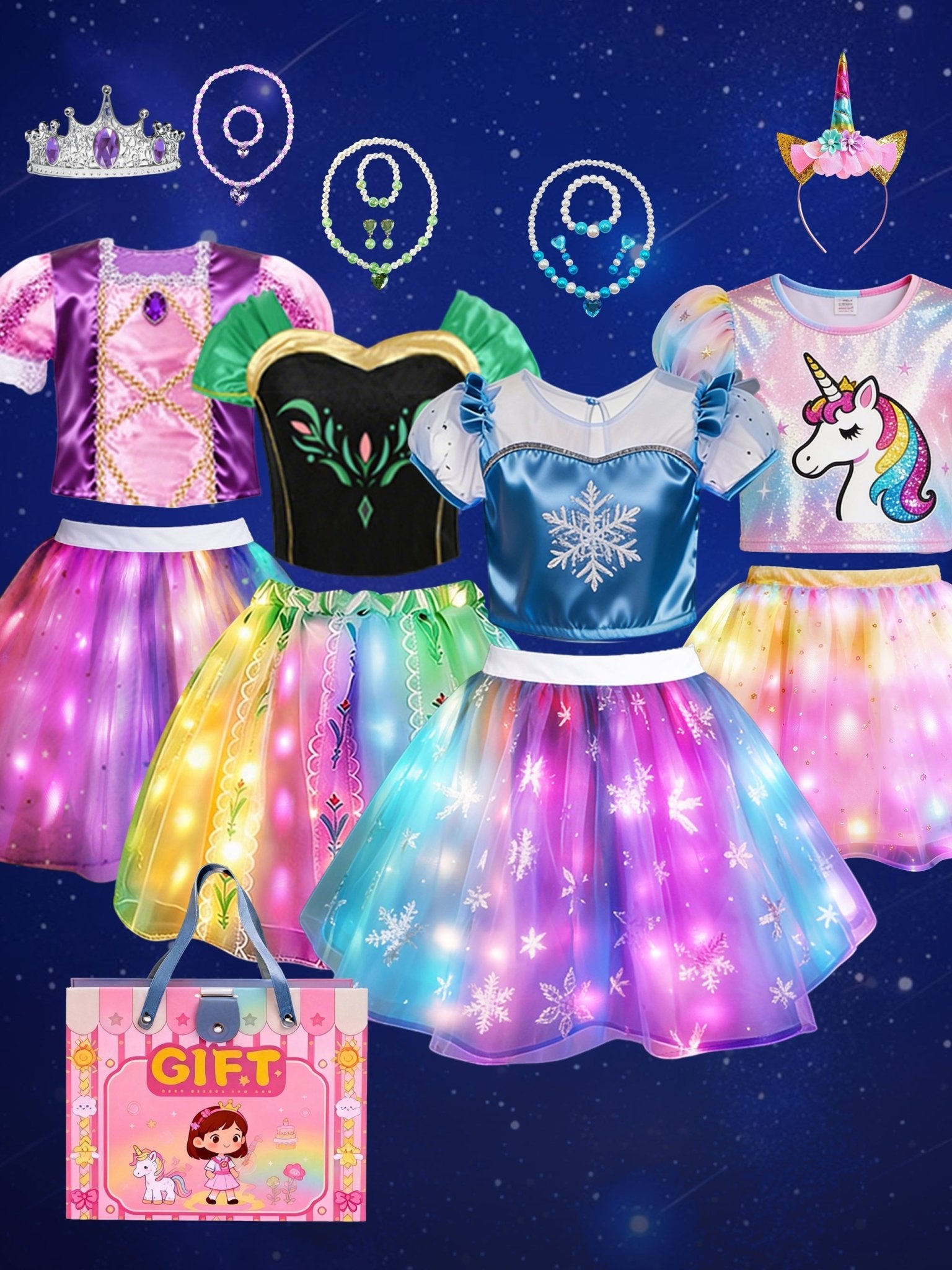 Light Up Dress Princess Costume Set for Girls - Uporpor