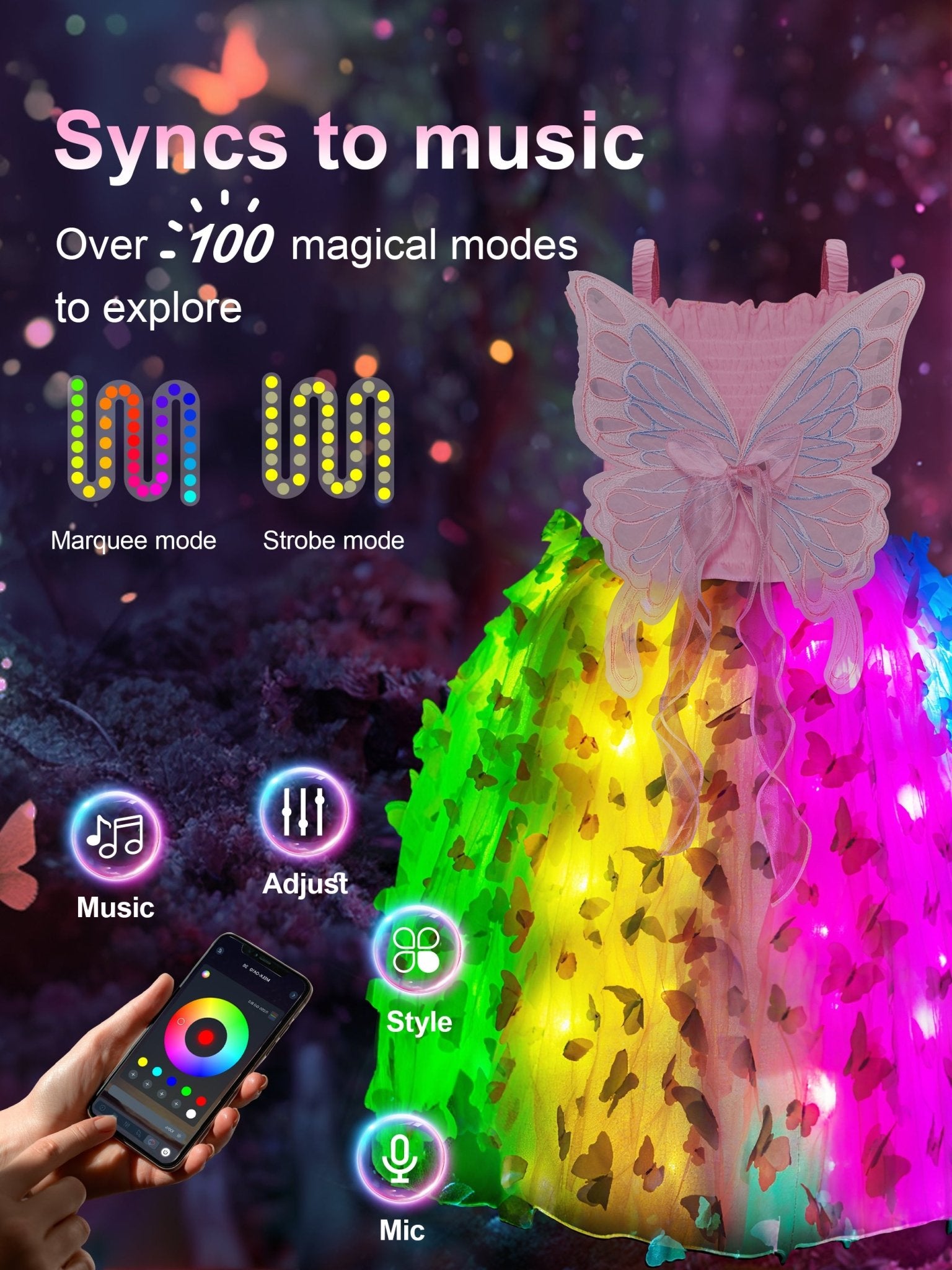 Light up Girls Fairy Wings Butterfly Party Costume - Uporpor
