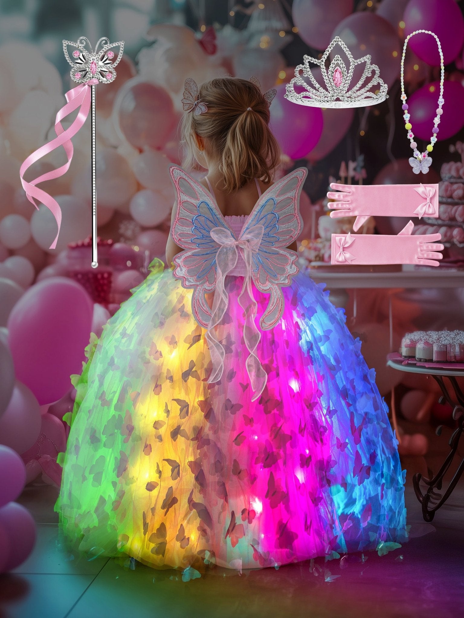 Light up Girls Fairy Wings Butterfly Party Costume - Uporpor