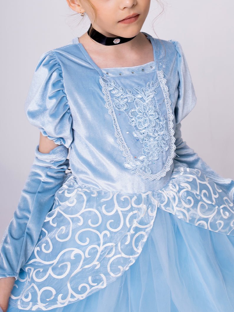 Light Up Princess Dress Blue Costume for Girls Party And Dress - Up - Uporpor