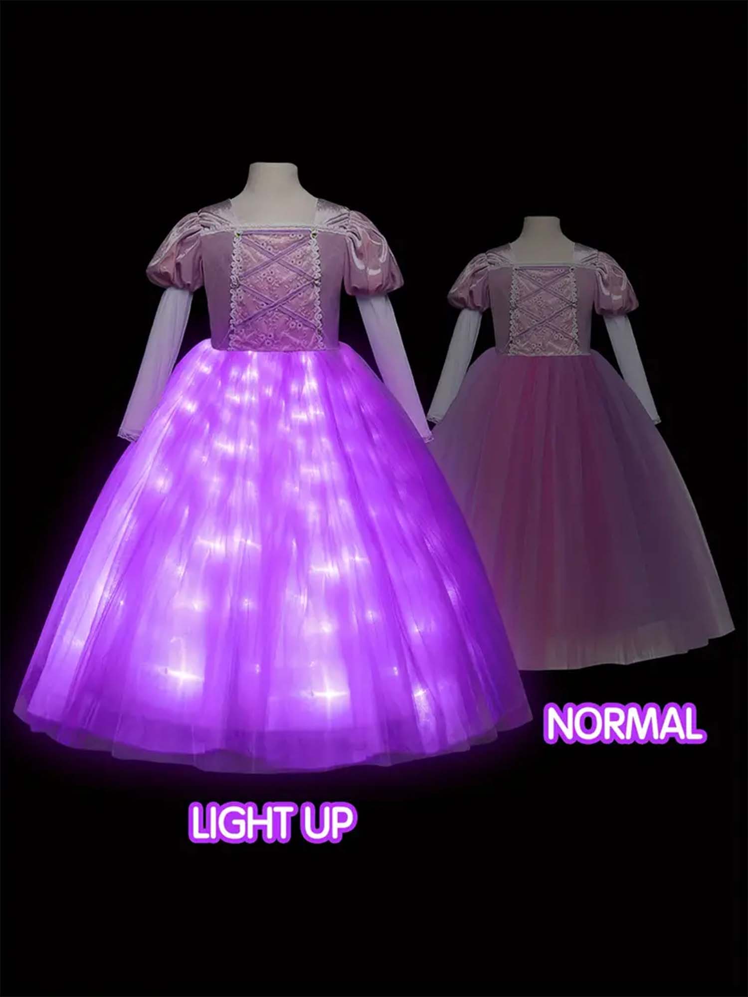 Light Up Purple Princess Dress Costume for Girls – Birthday & Party - Uporpor