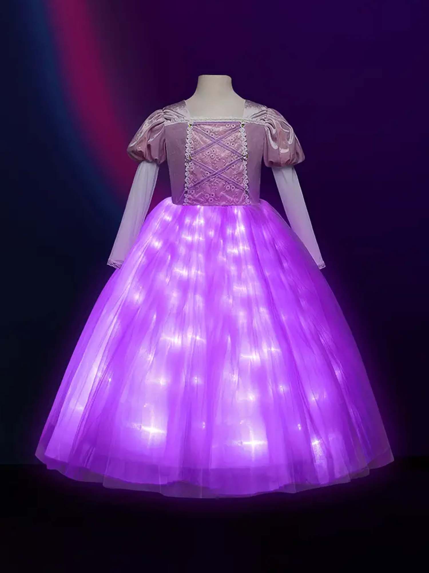 Light Up Purple Princess Dress Costume for Girls – Birthday & Party - Uporpor