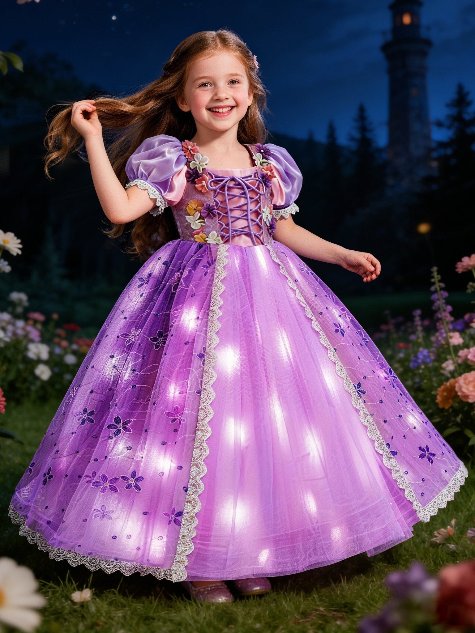Light Up Purple Princess Dress Costume for Girls - Uporpor