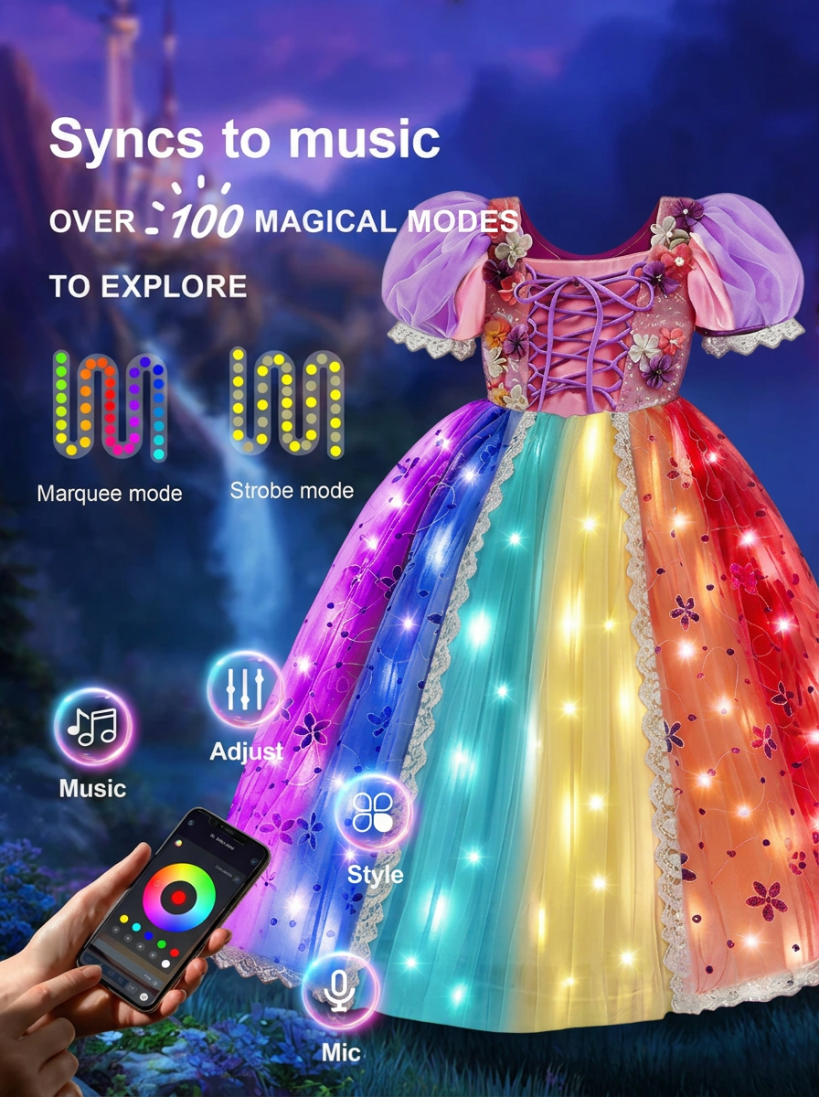 Light Up Purple Princess Dress Costume for Girls - Uporpor