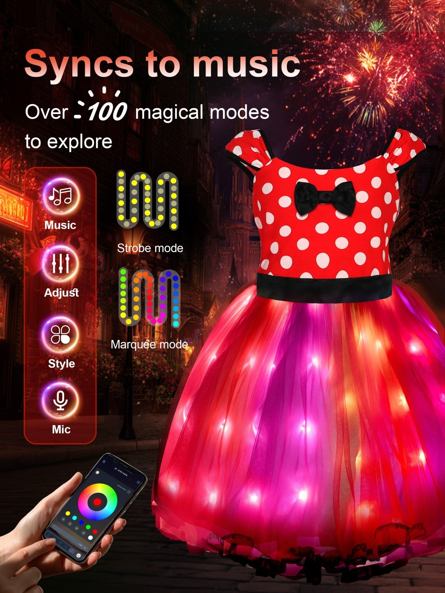 Minnie Princess Colorful Set Light Up Costume For Girl - Uporpor