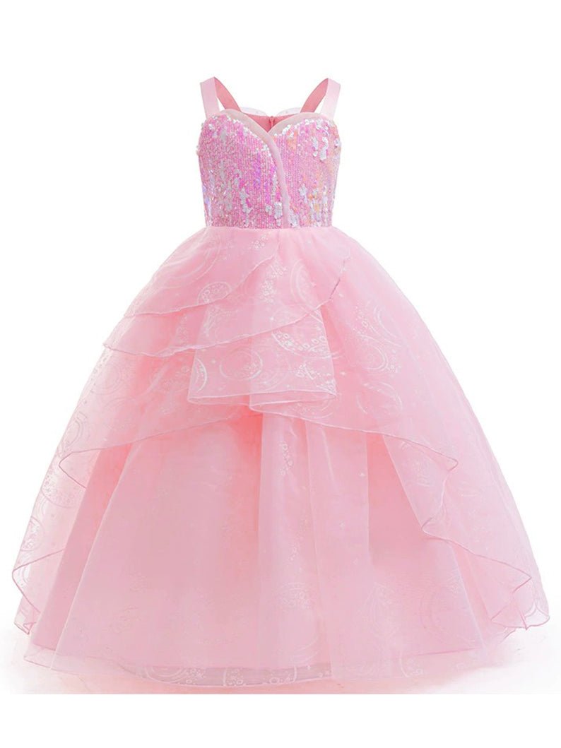 Pink Witch Glinda Costume for Girls Pink Bubble Tulle Dress - Uporpor