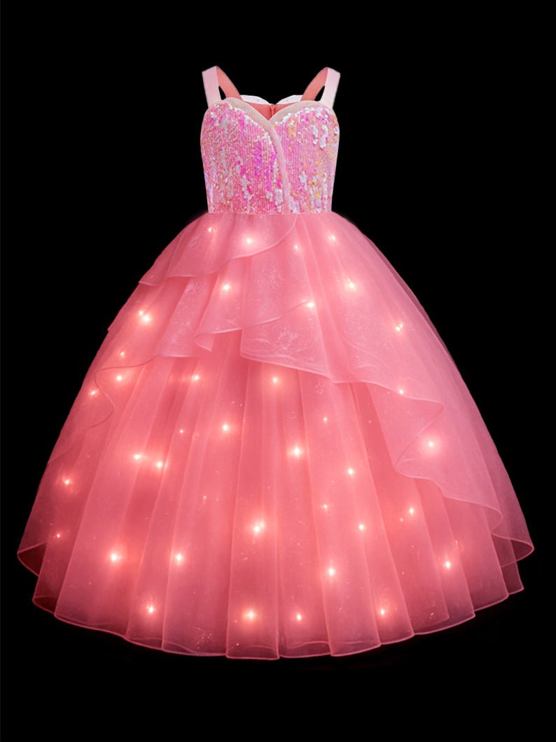 Pink Witch Glinda Costume for Girls Pink Bubble Tulle Dress - Uporpor