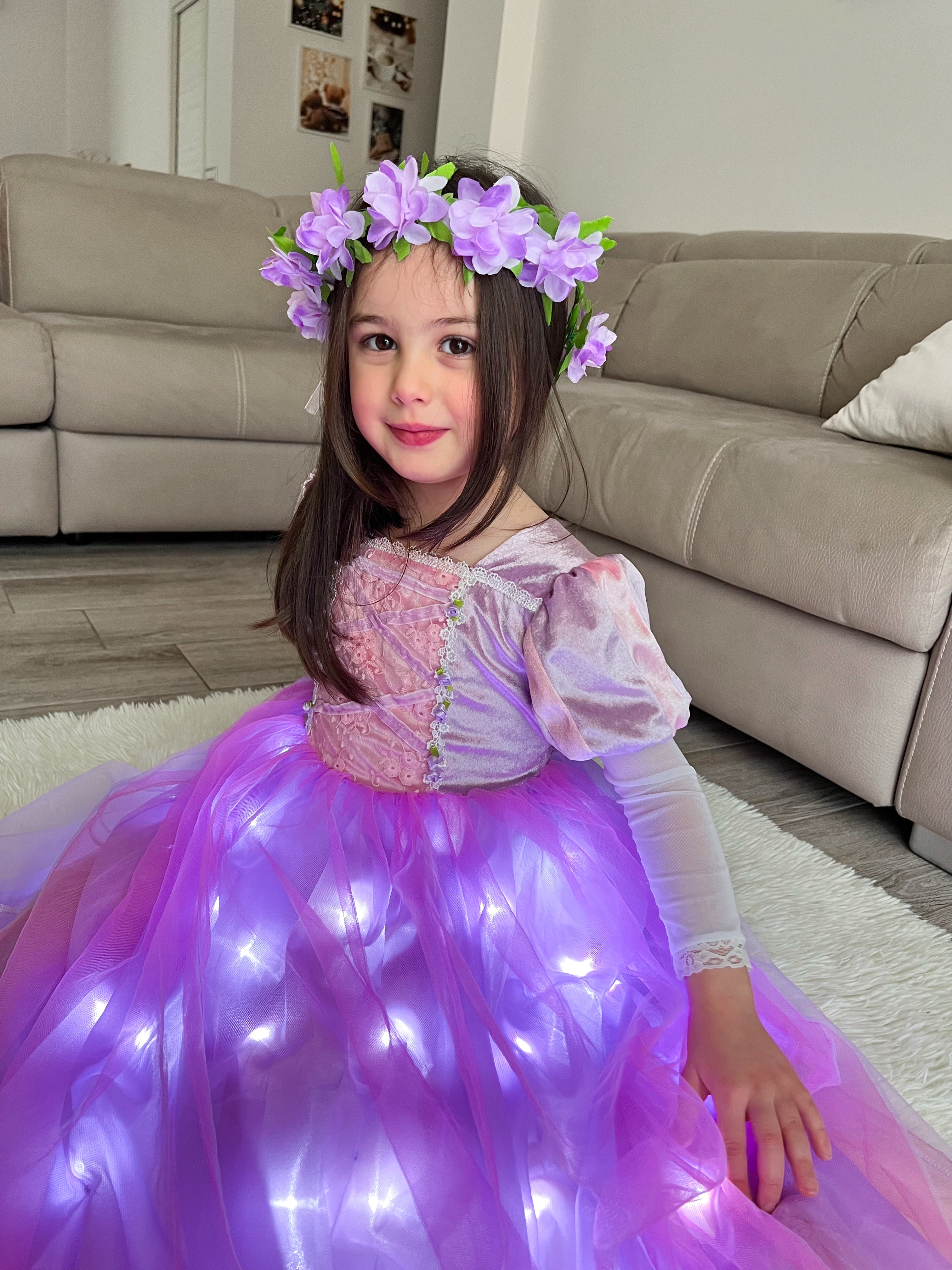 Light Up Purple Princess Dress Costume for Girls – Birthday & Party
