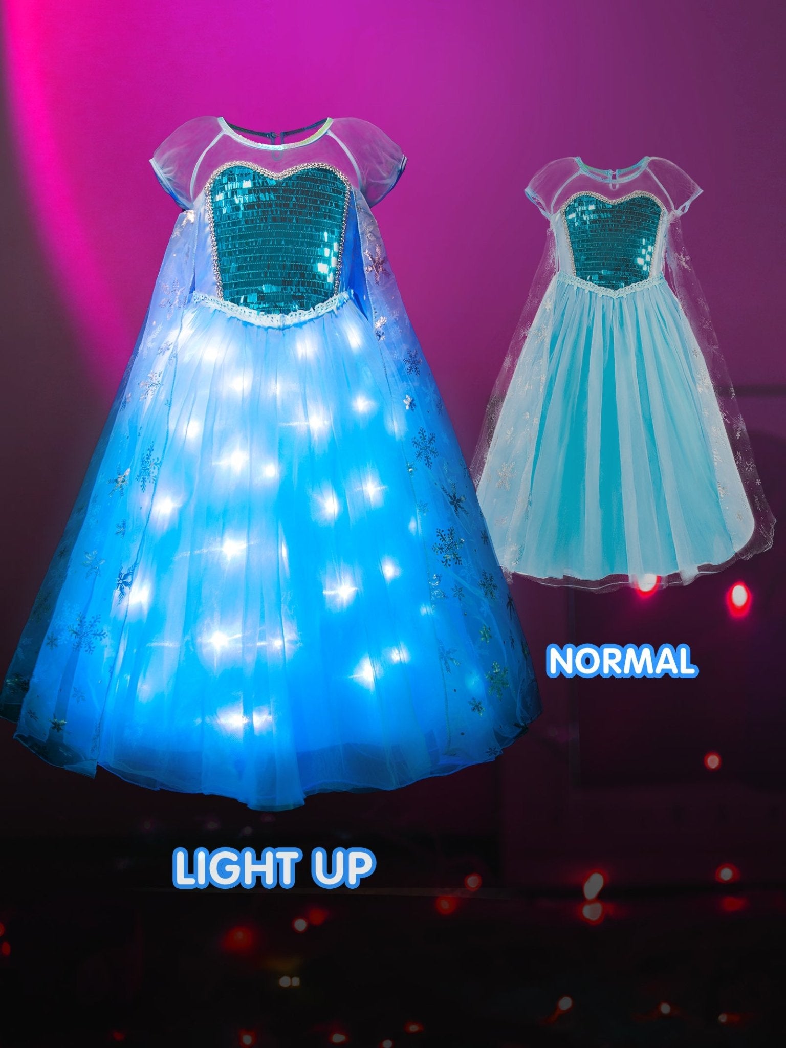 Sparkling LED Snow Princess Costume Dress for Girls - Uporpor