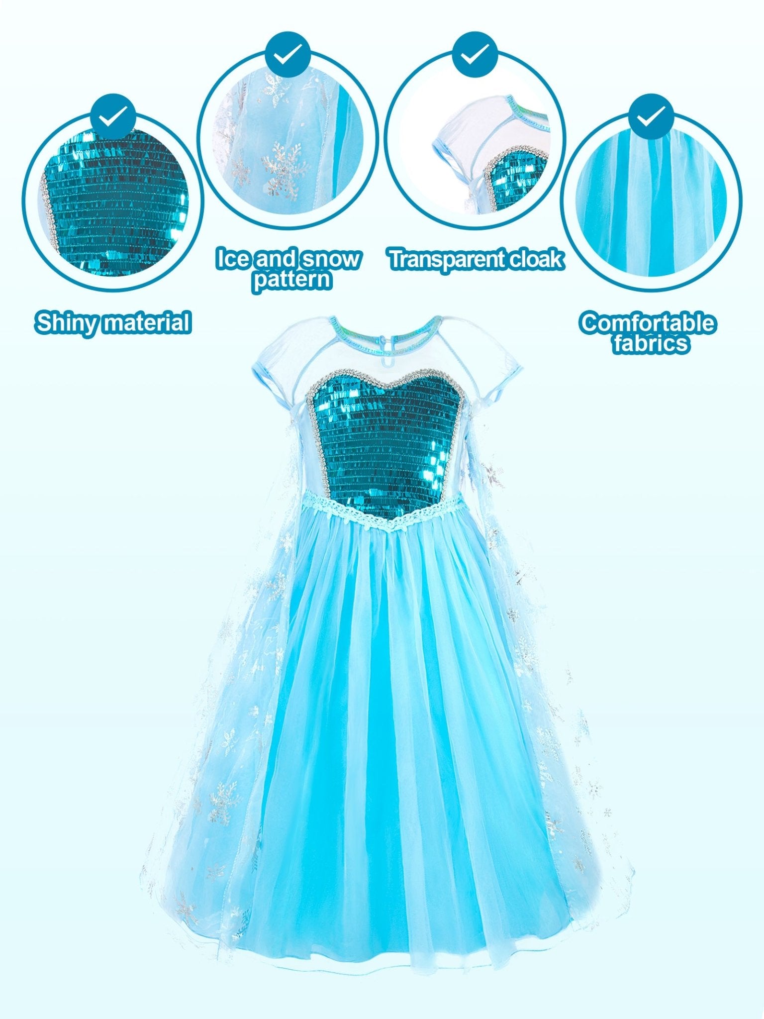 Sparkling LED Snow Princess Costume Dress for Girls - Uporpor