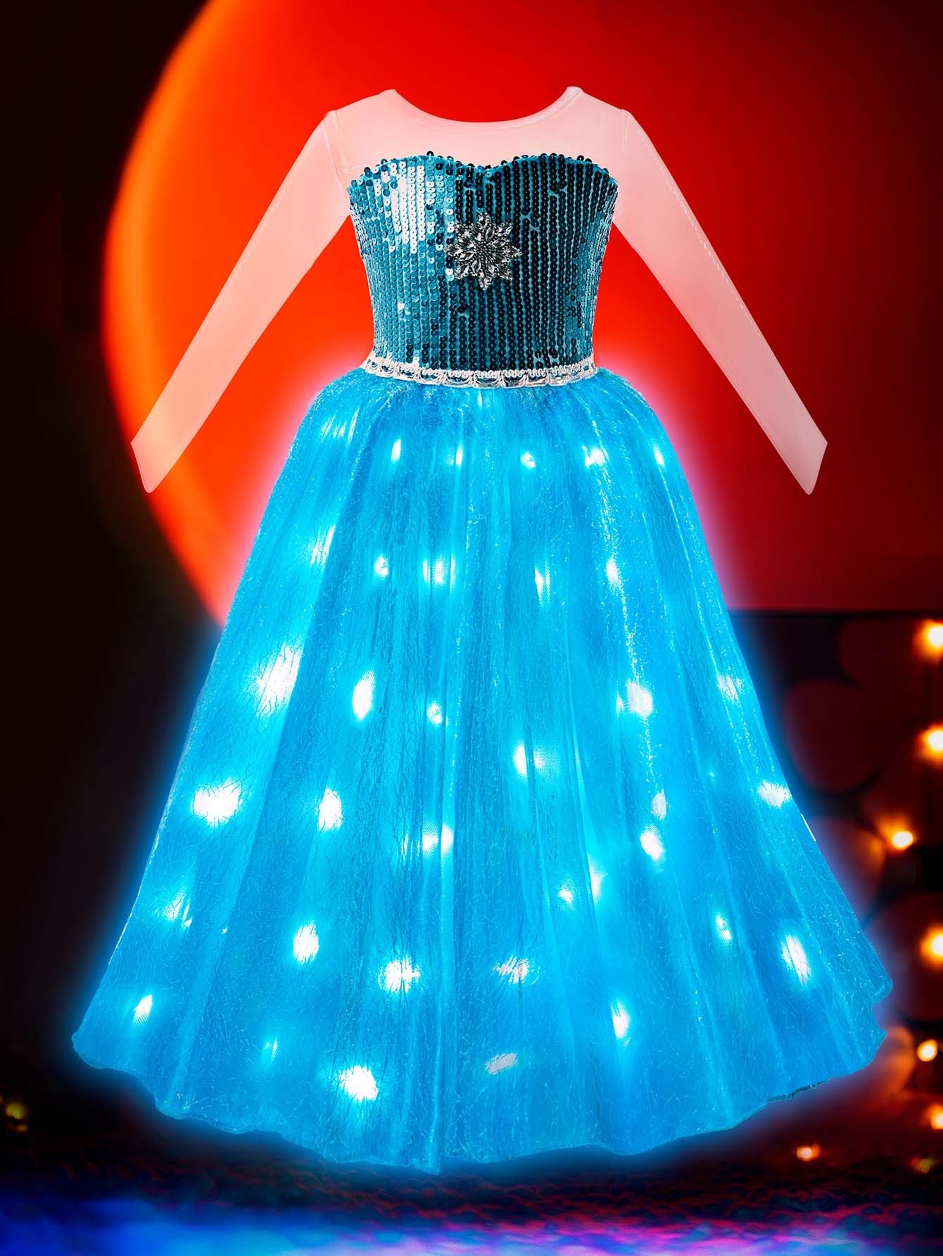 Sparkling Light - Up Snow Princess Party Dress for Girls - Uporpor