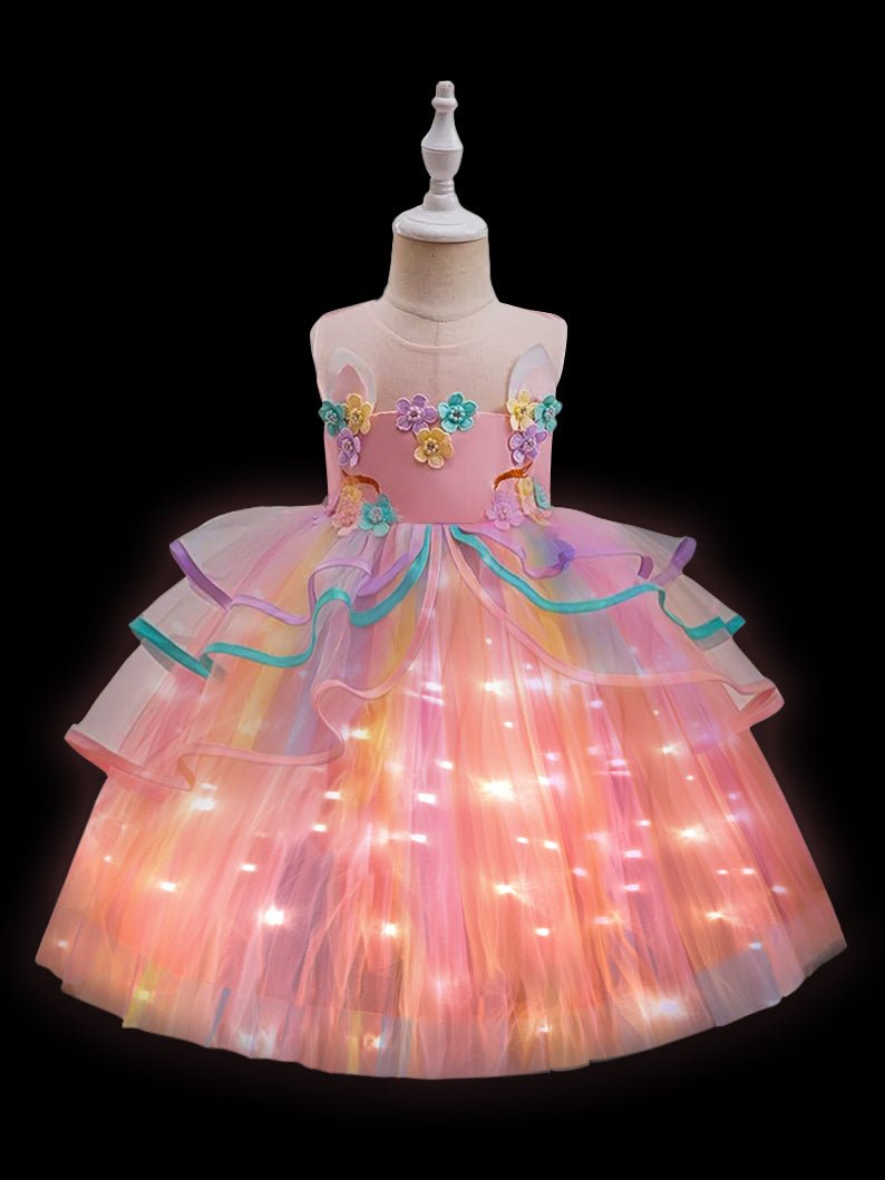 Unicorn Light Up Princess Dress Flower Girl Dress(short dress) - Uporpor