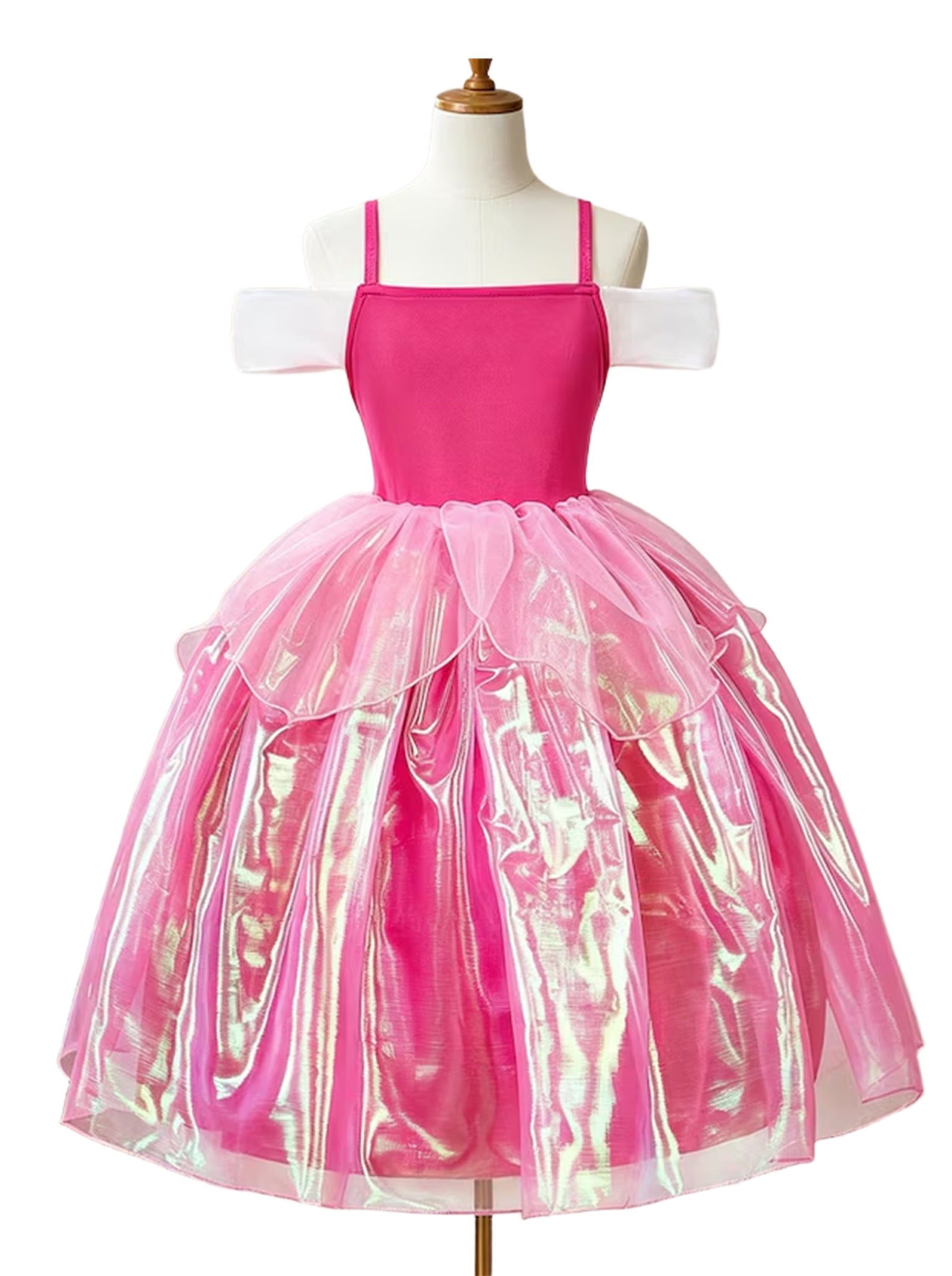 Pink Princess Costume for Girls Aged 4-6: Magical LED Glow in the Dark Princess Sleeping Dress Up Gown with Wand & Tiara - Perfect for Birthday Party, Cosplay, Holiday Gift