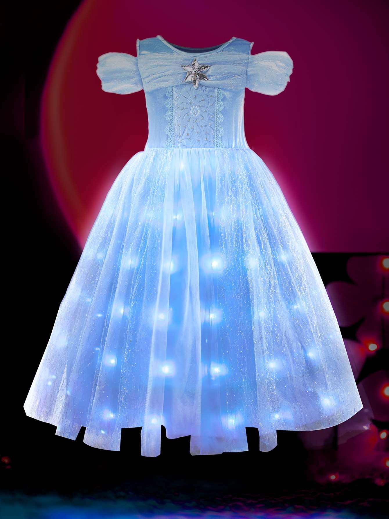 Enchanting Blue Ball Gown for Girls – Light-Up Fairy Tale Princess Dress