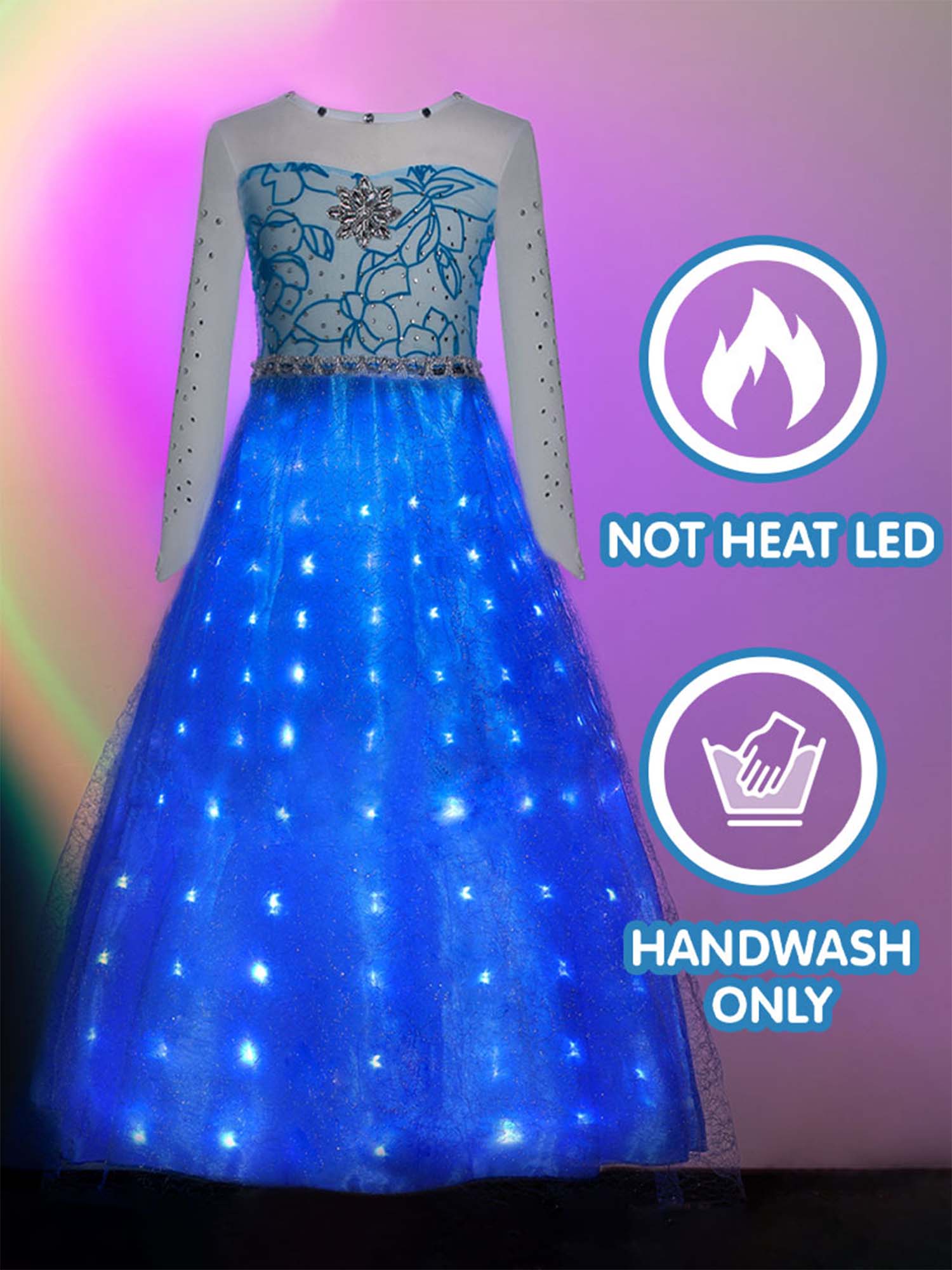 Glowing Snow Princess Costume for Girls – Light-Up Magical Dress (Ages 2-12)