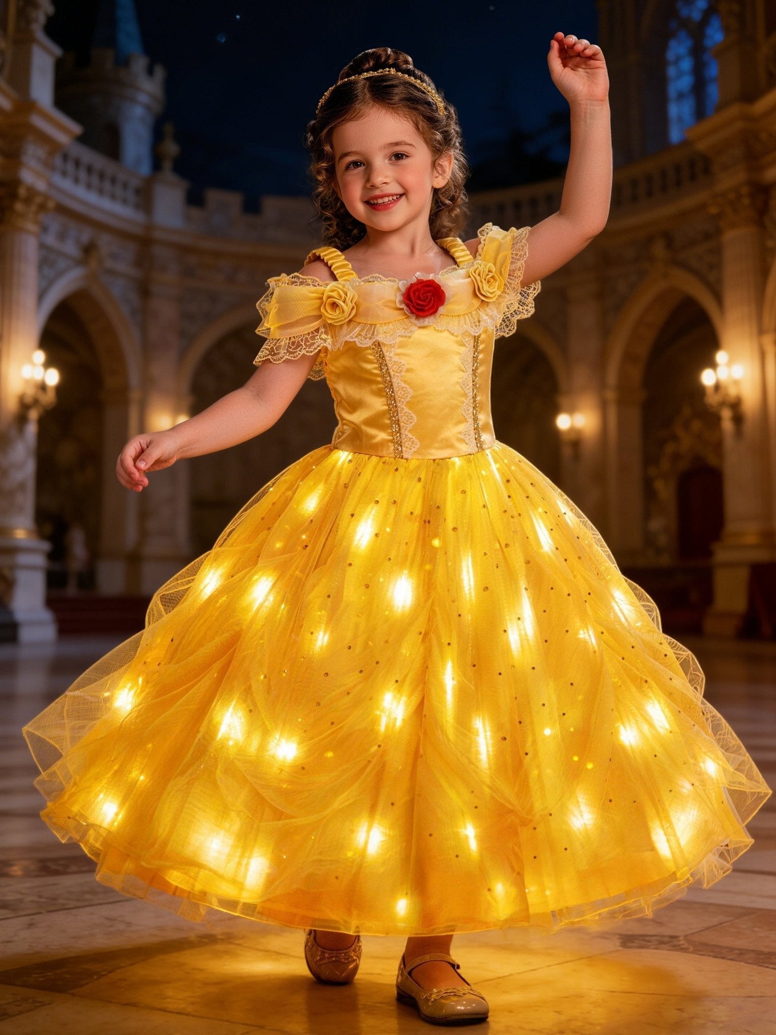 Yellow Light Up Princess Dress for Girls - Uporpor