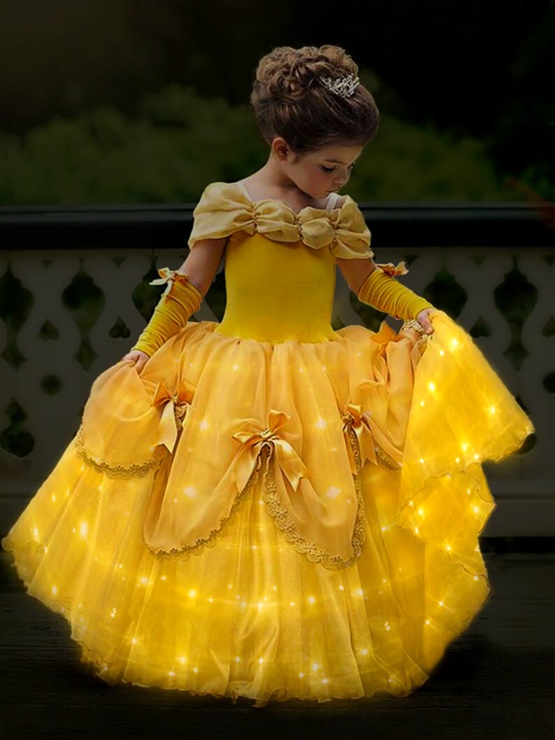 forværres anspændt Gooey Light up Princess Belle Costume Dress - Uporpor