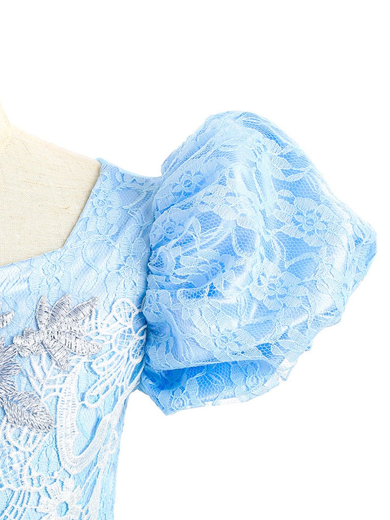 Light Up Cinderella Princess Lace Dress Up Costume for Girls Party - UPORPOR - Uporpor