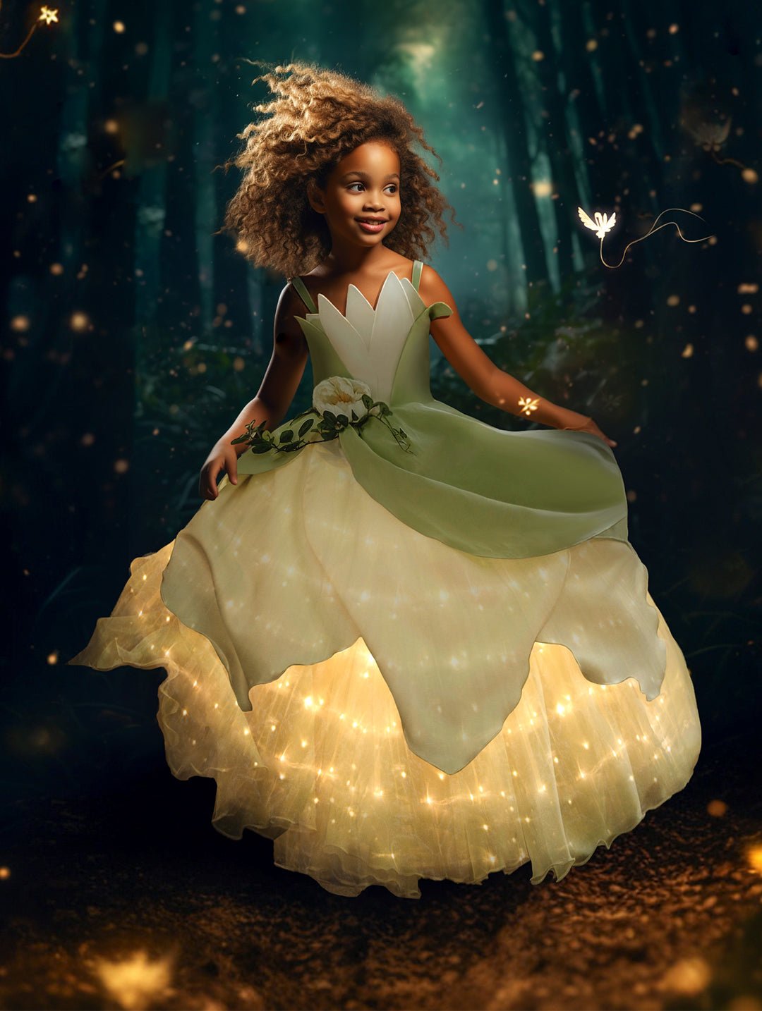 Princess Tiana Light Up Dress For Girls 2T-11Y - Uporpor