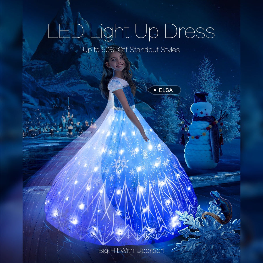 Gorkonpy Mermaid Costume Dress For Girls Light Up Princess Dresses Halloween Party Dress Up For Girls (3-4T)