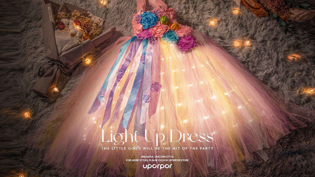 UPORPOR LED Light Up Fille Princesse Robe, Robe Reine Enfant